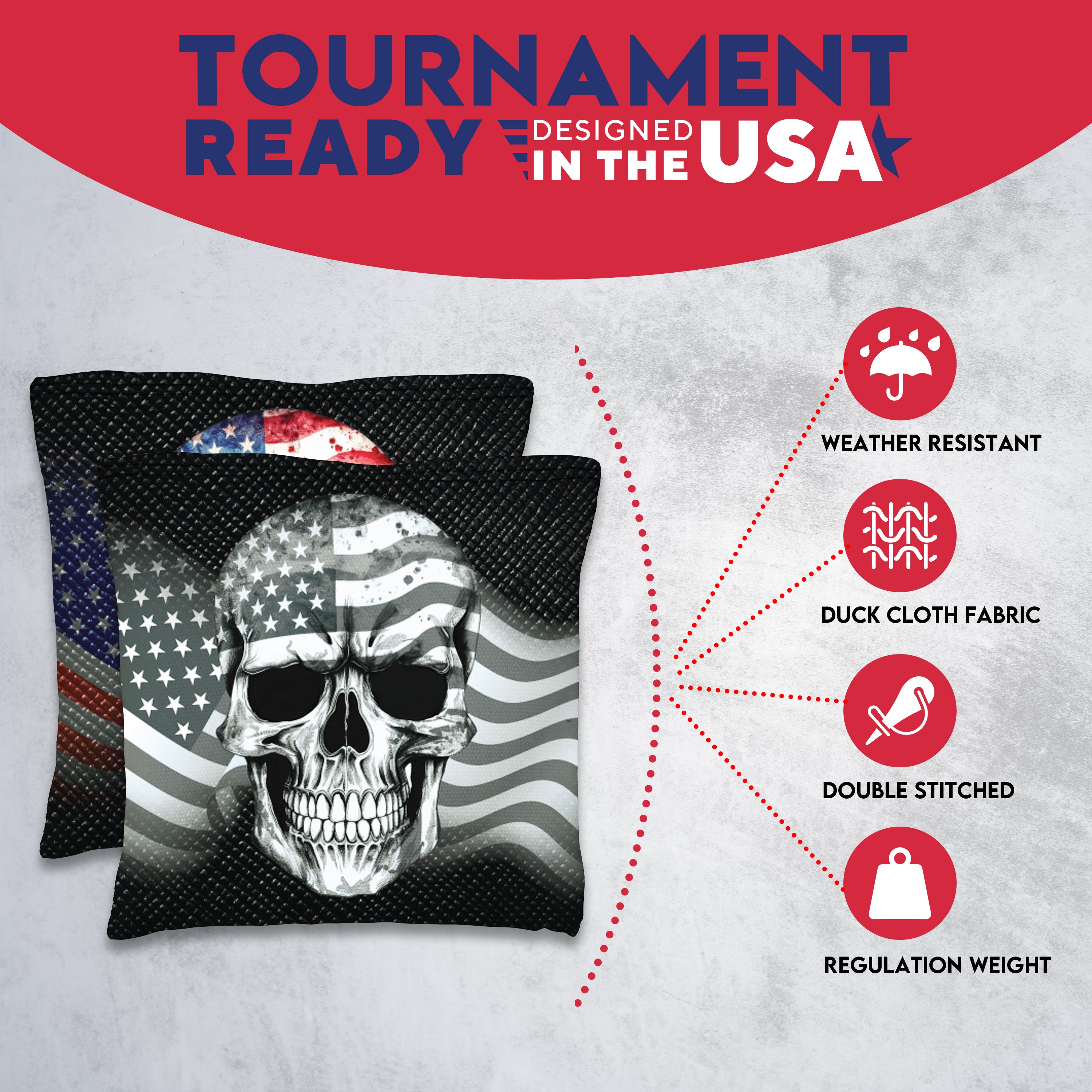 Flag Skull Cornhole Bags