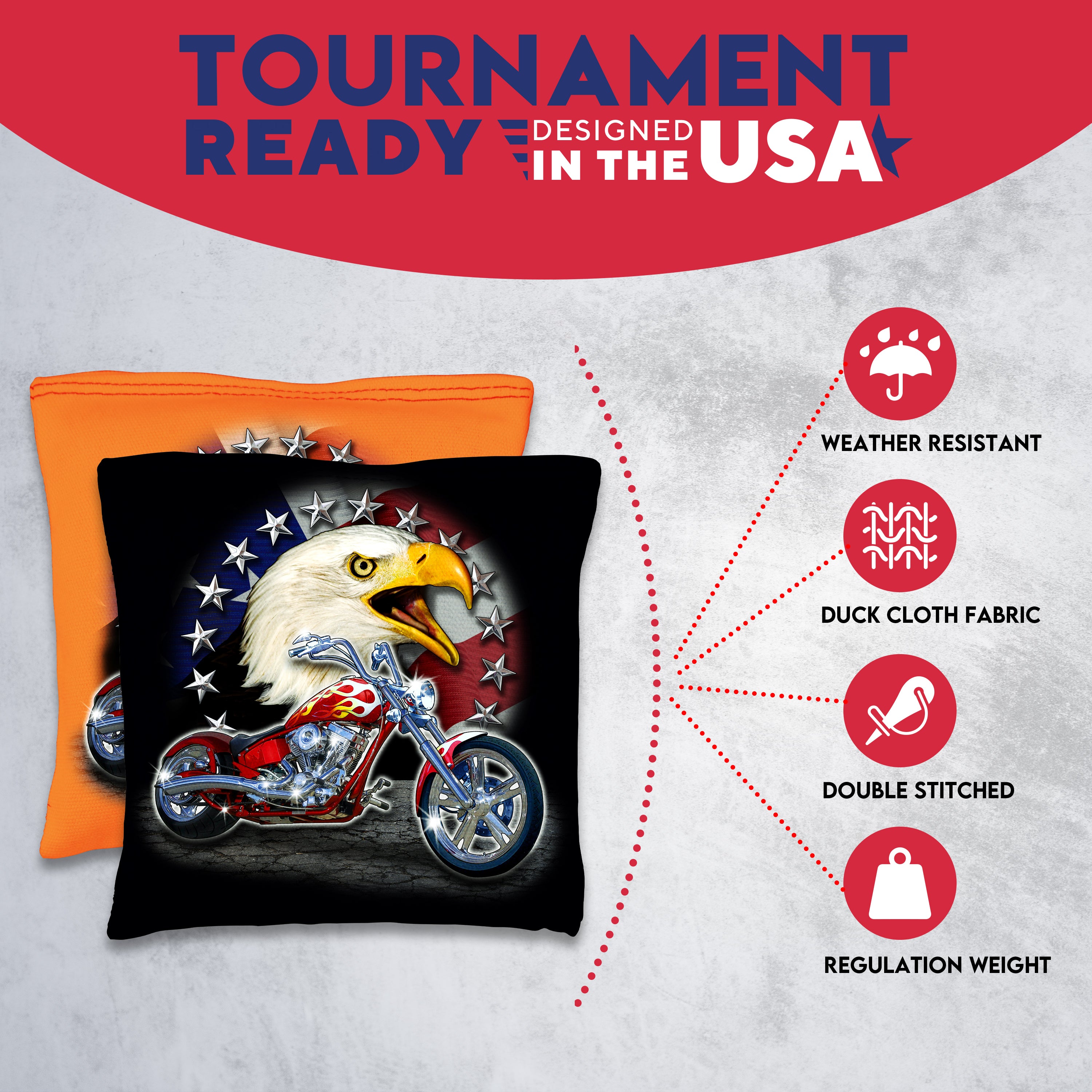 Motorcycle Bald Eagle Cornhole Bags