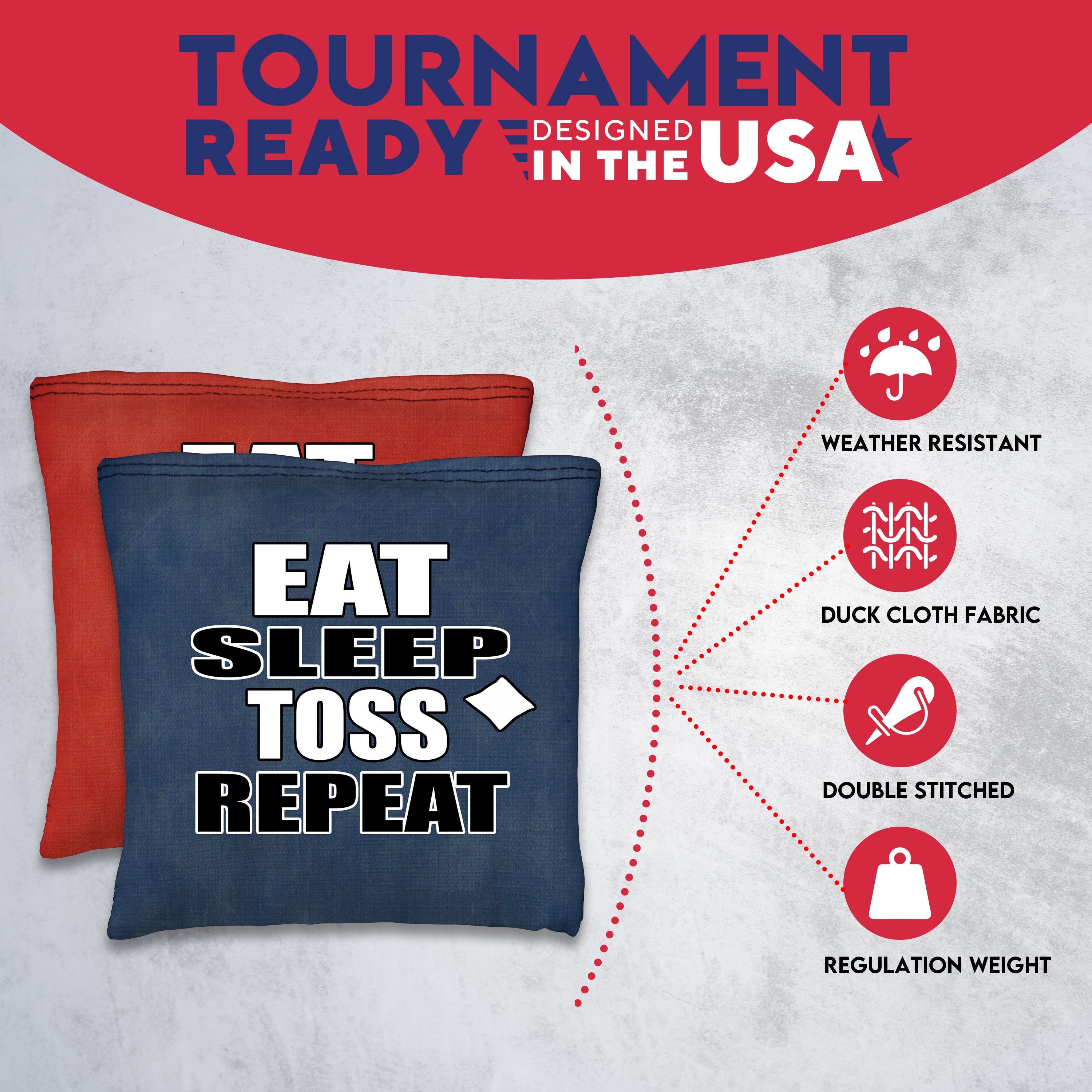 Eat Sleep Toss Repeat Cornhole Bags