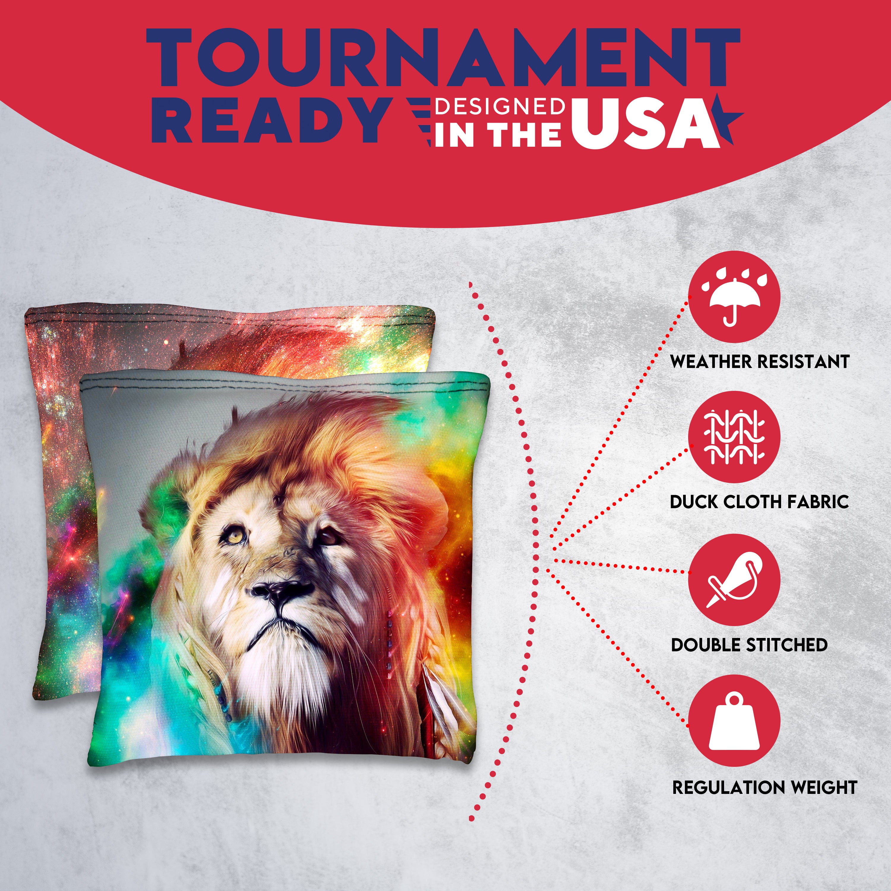 Colored Lion Cornhole Bags