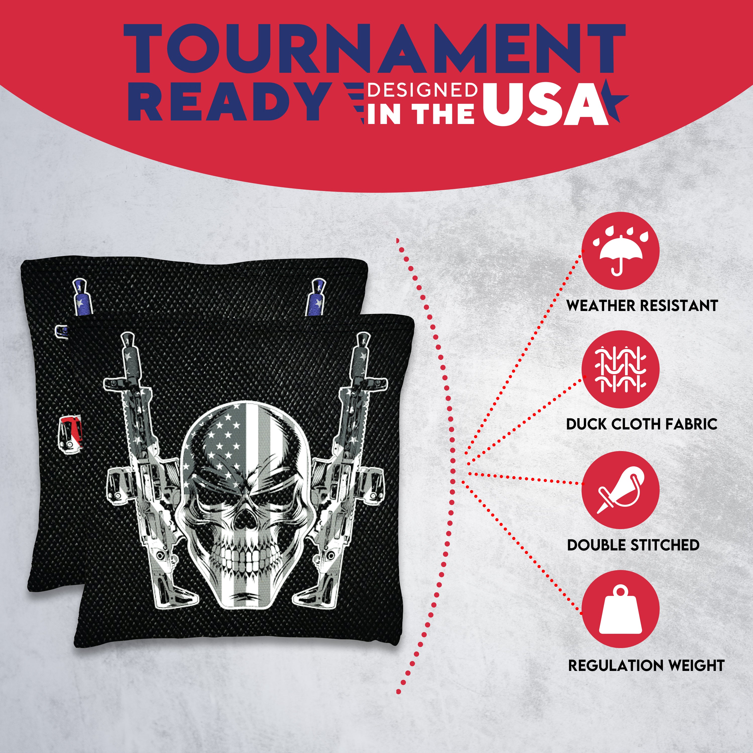 Flag Skull Guns Cornhole Bags