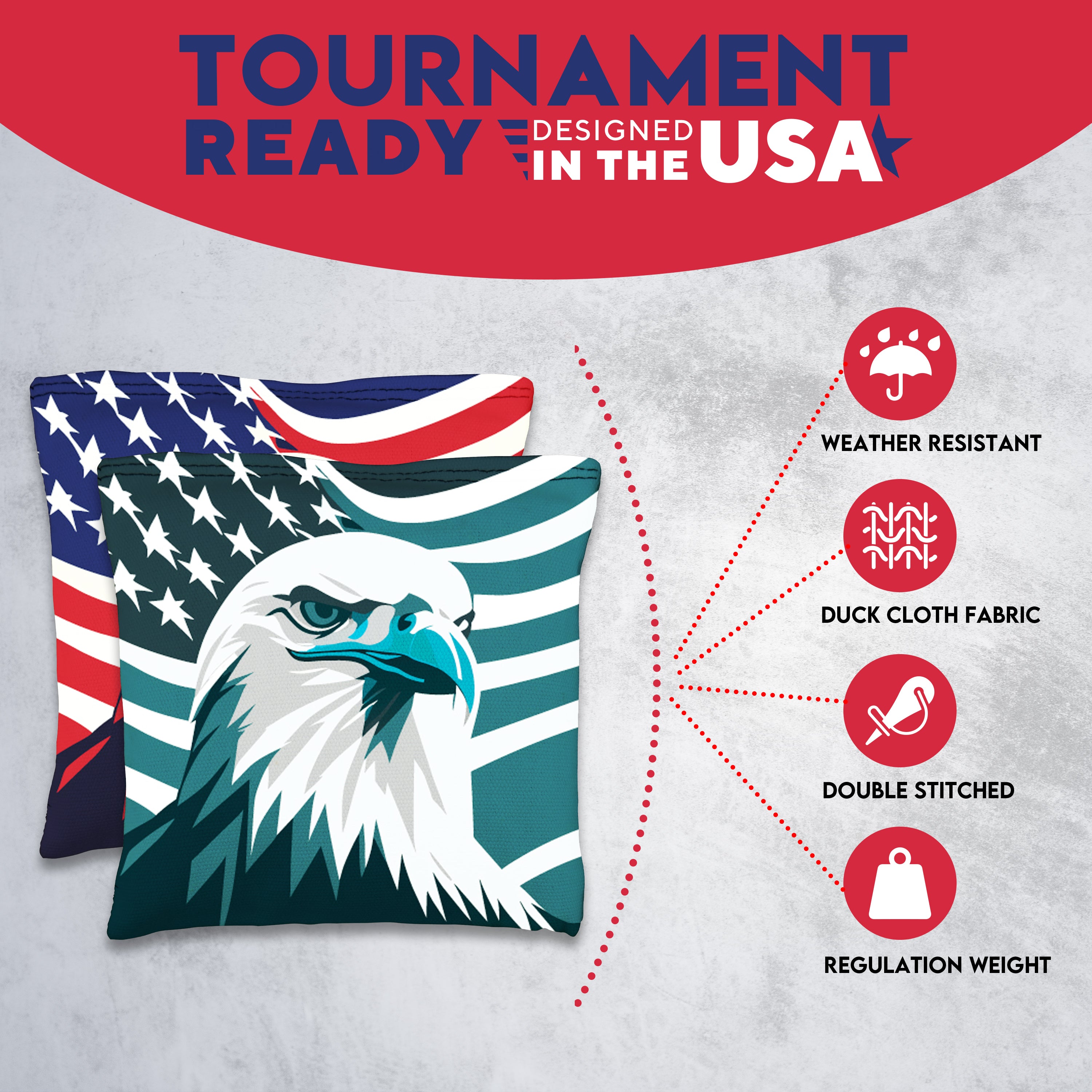 Red Blue Eagle Cornhole Bags