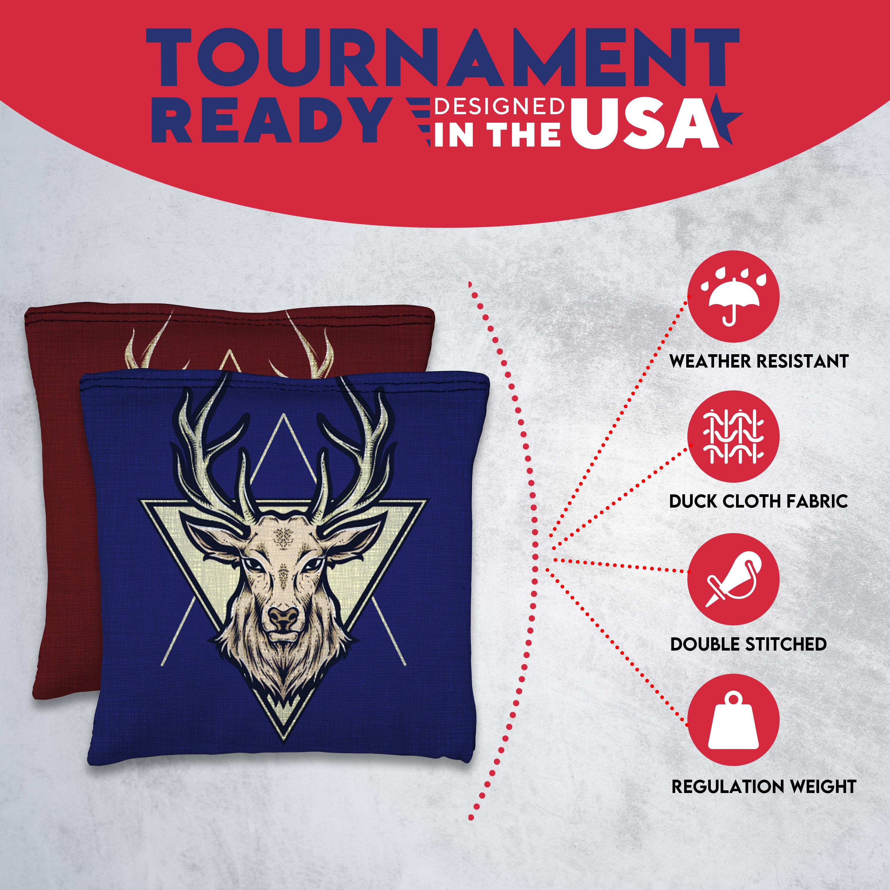 Red Blue Deer Cornhole Bags