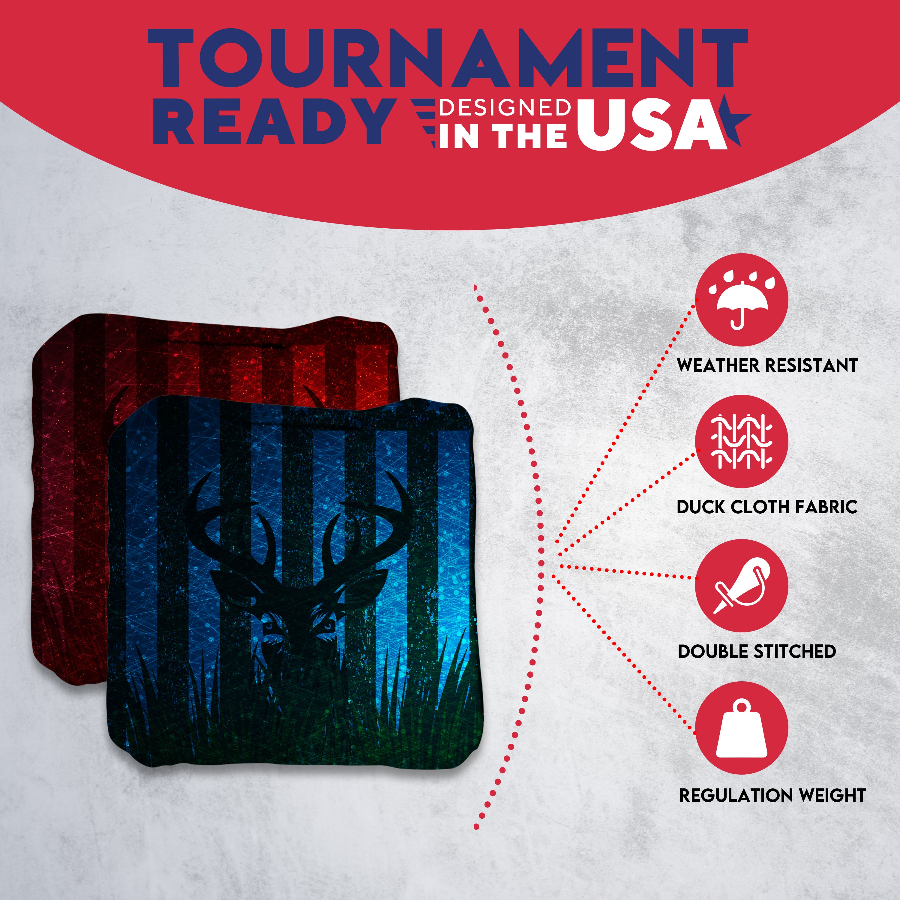 Blue Red Deer Cornhole Bags - Set of 8