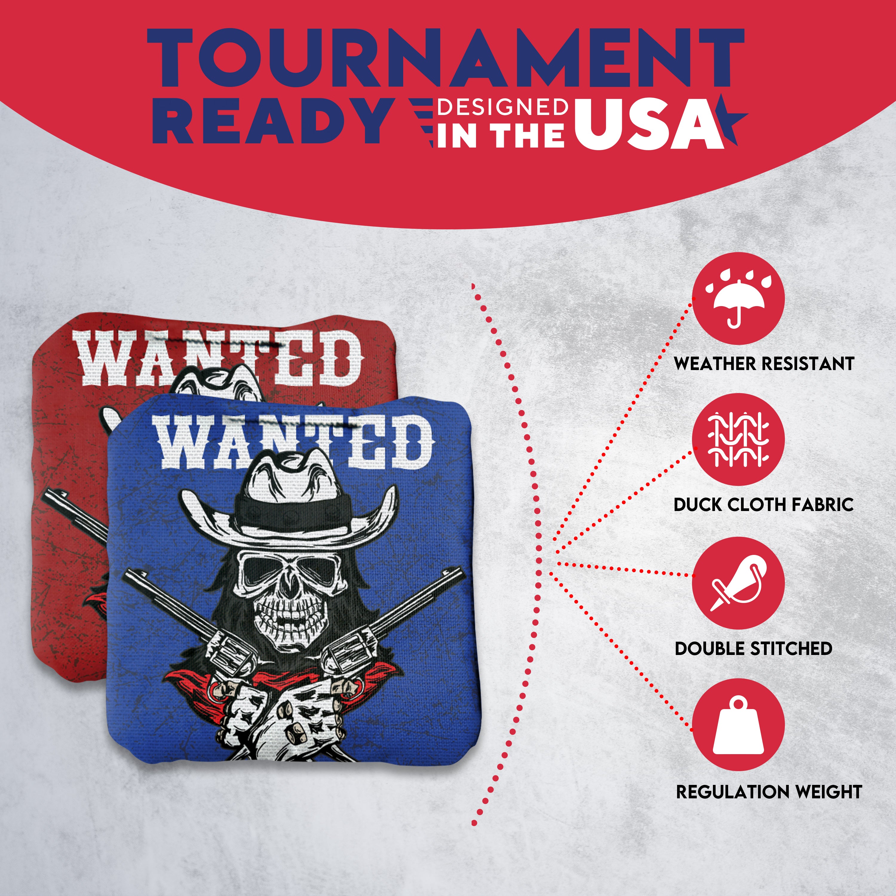 Wanted Skull Cornhole Bags - Set of 8