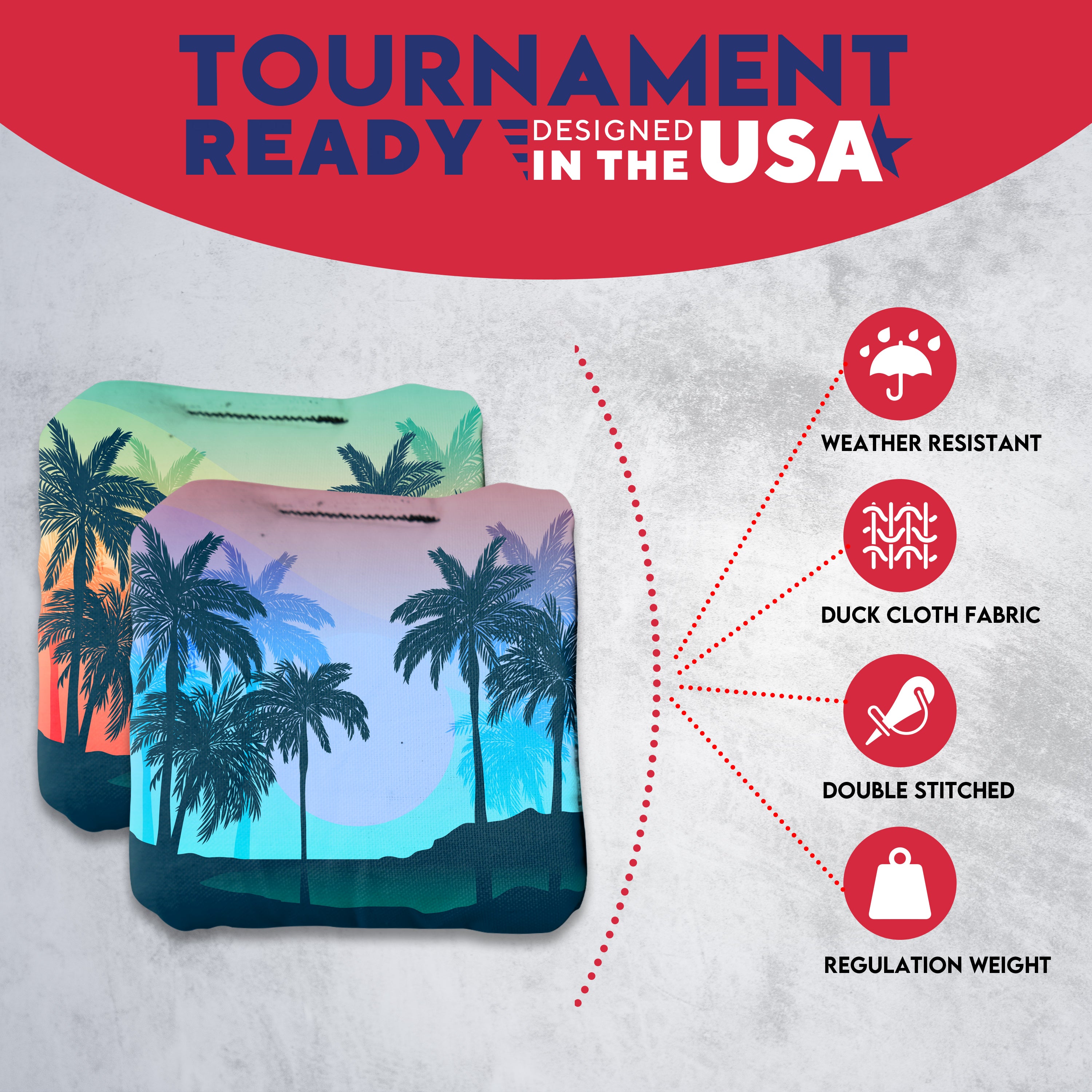 Palm Trees Cornhole Bags - Set of 8