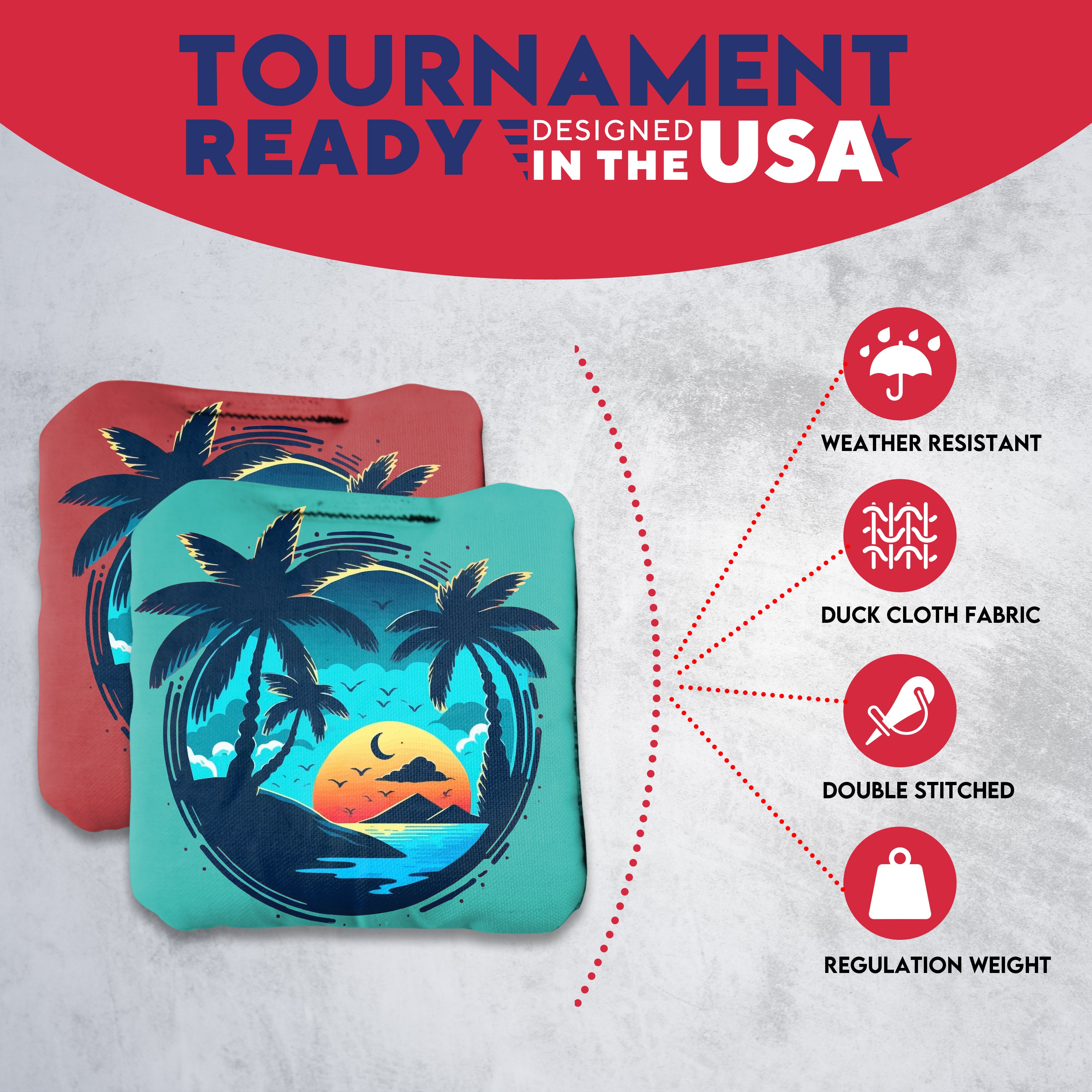 Beach Circle Cornhole Bags - Set of 8