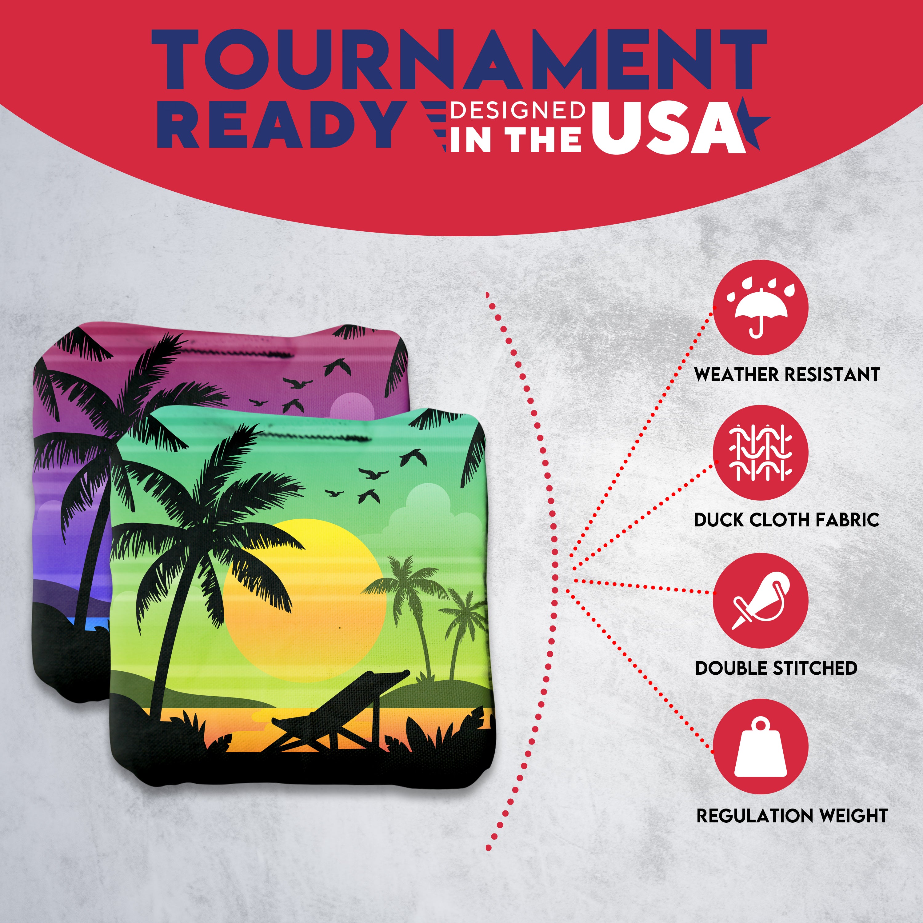 Colorful Beach Cornhole Bags - Set of 8
