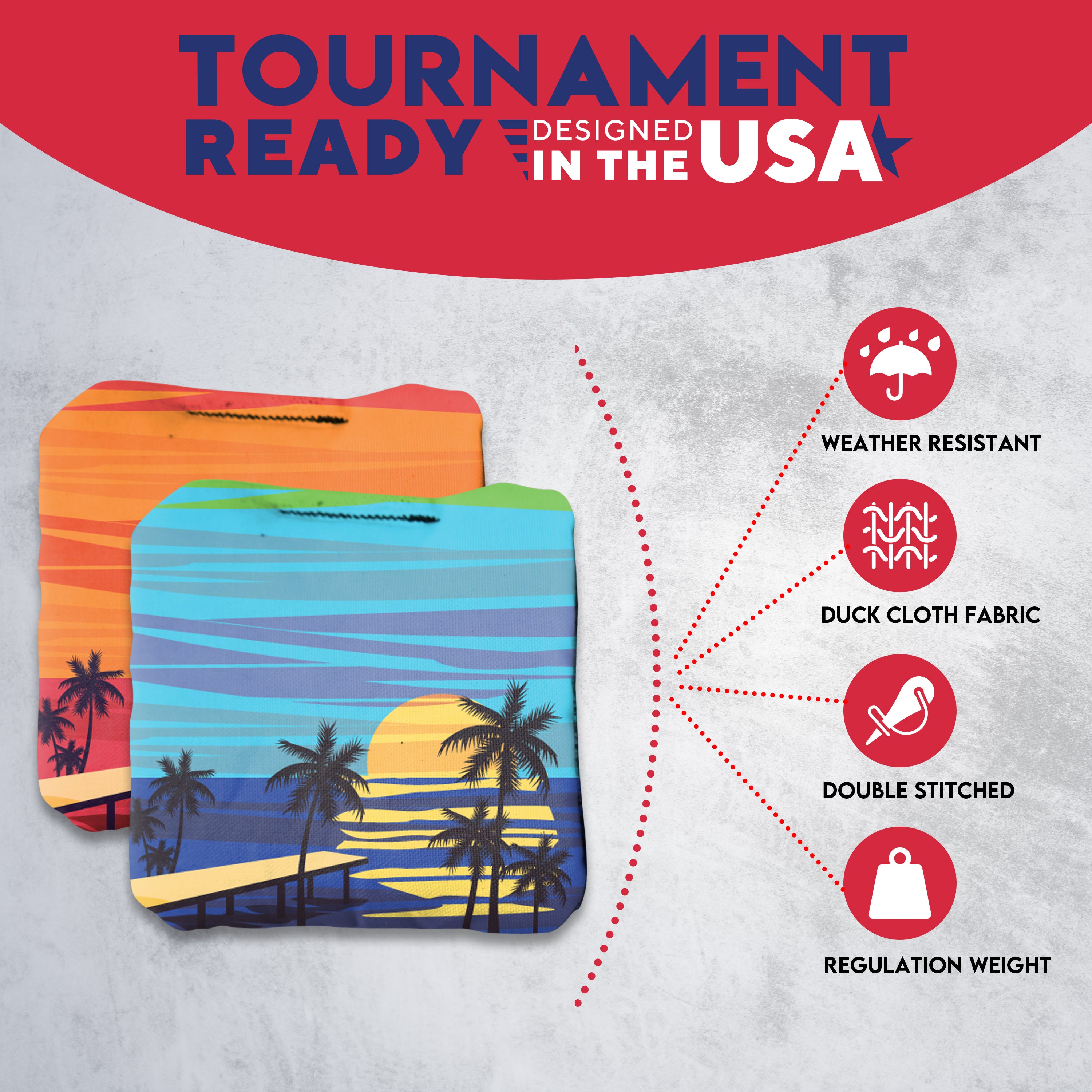 Blue Red Beach Cornhole Bags - Set of 8