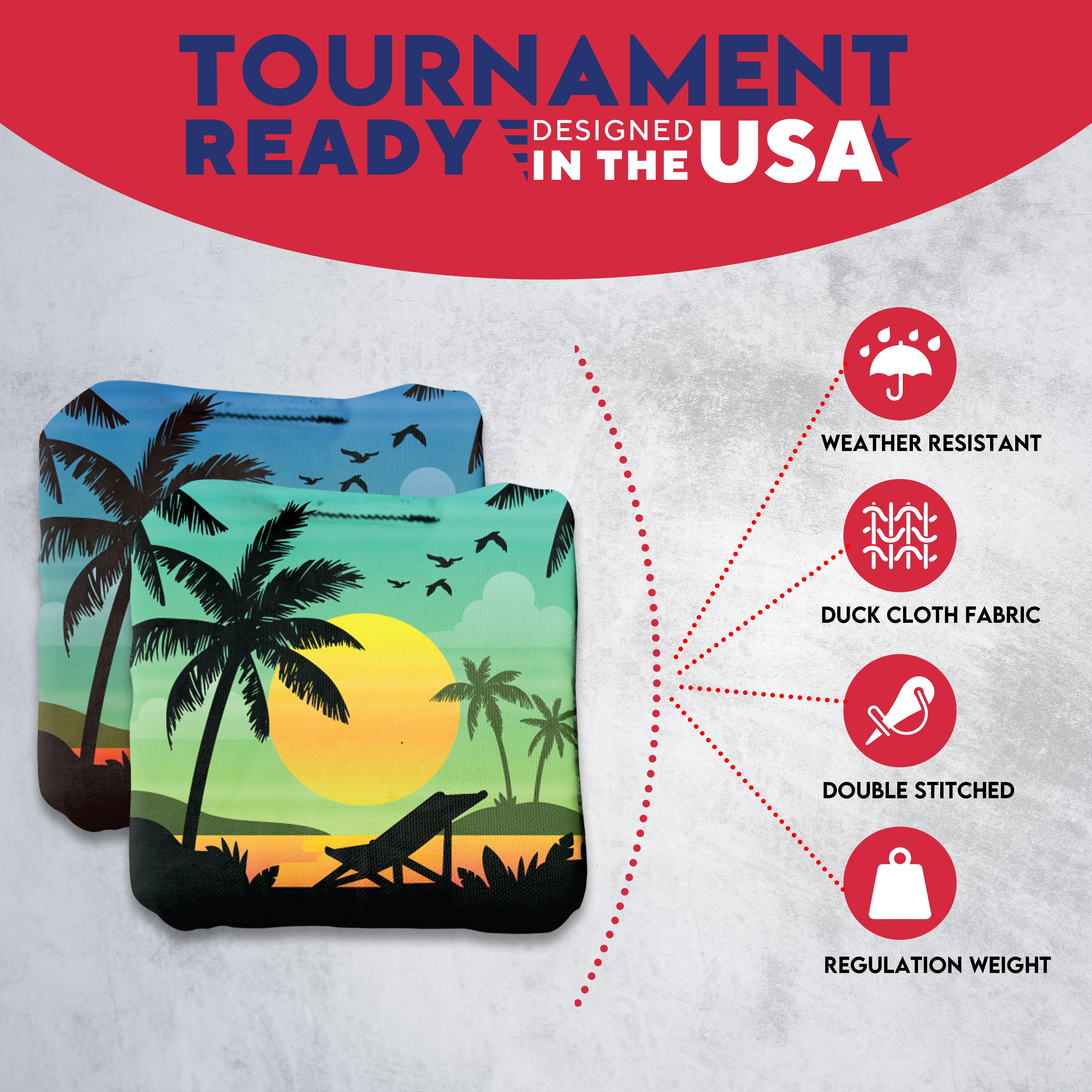 Green Blue Beach Cornhole Bags - Set of 8