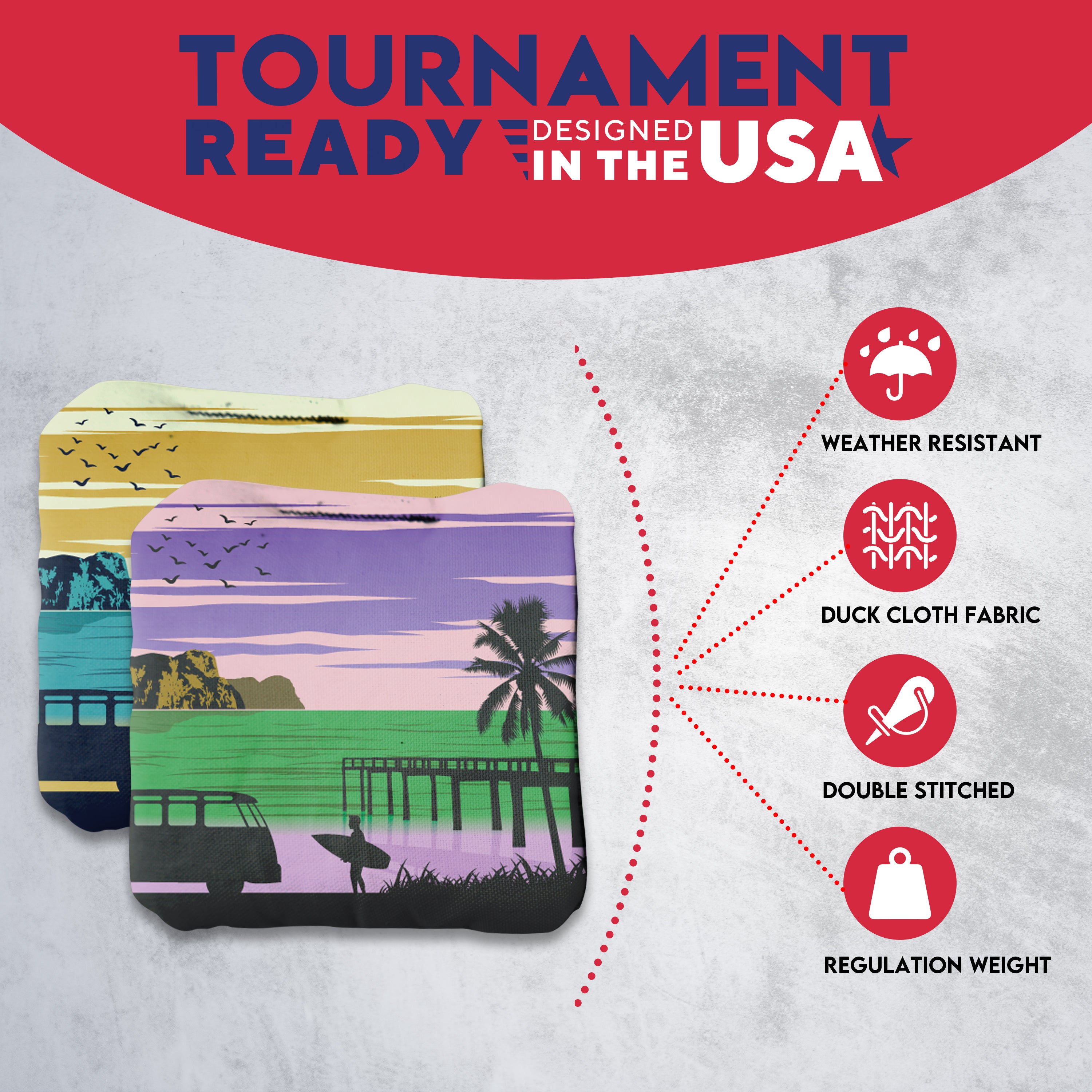 Green Blue Surfer Beach Cornhole Bags - Set of 8