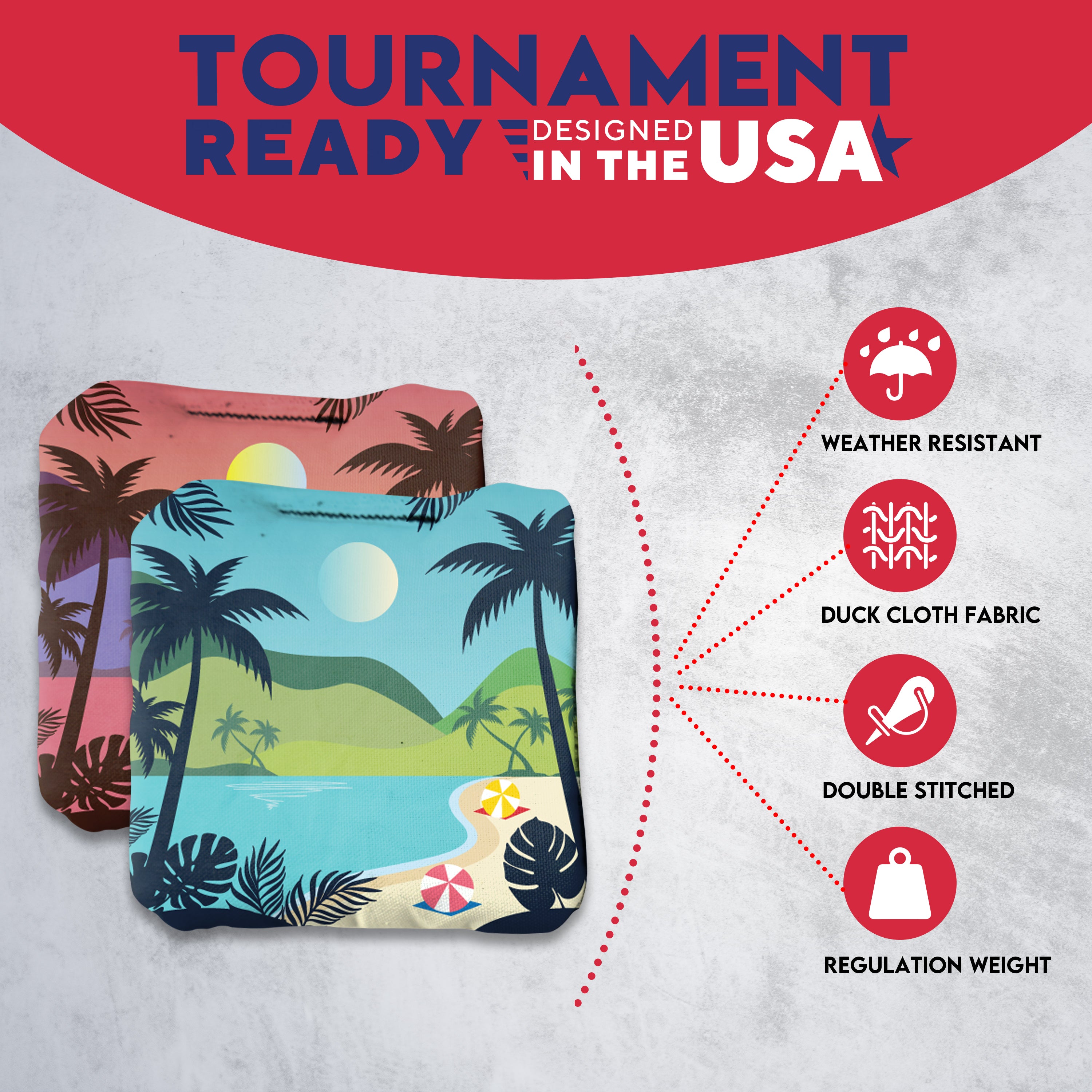 Green Purple Beach Cornhole Bags - Set of 8