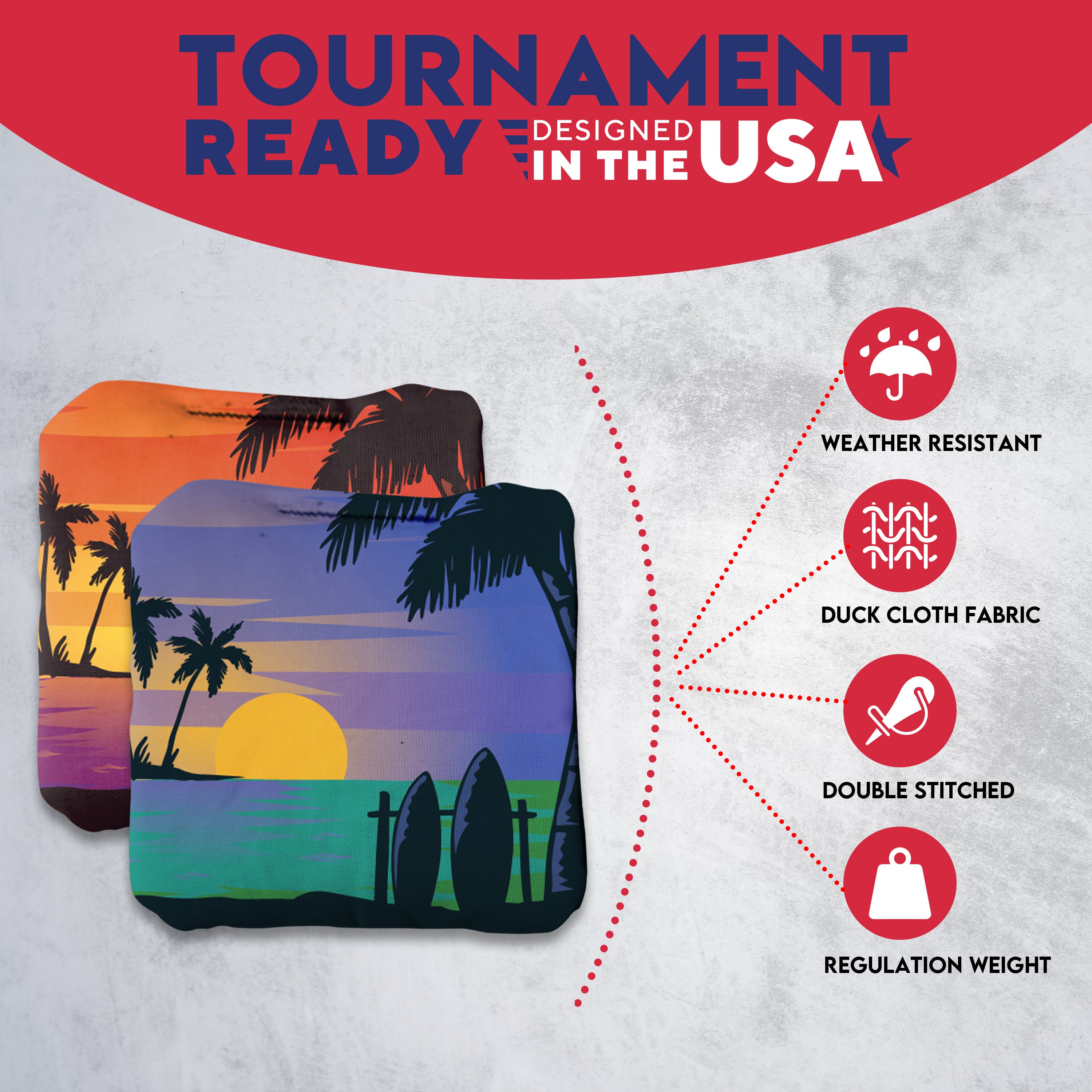 Orange Blue Beach Cornhole Bags - Set of 8