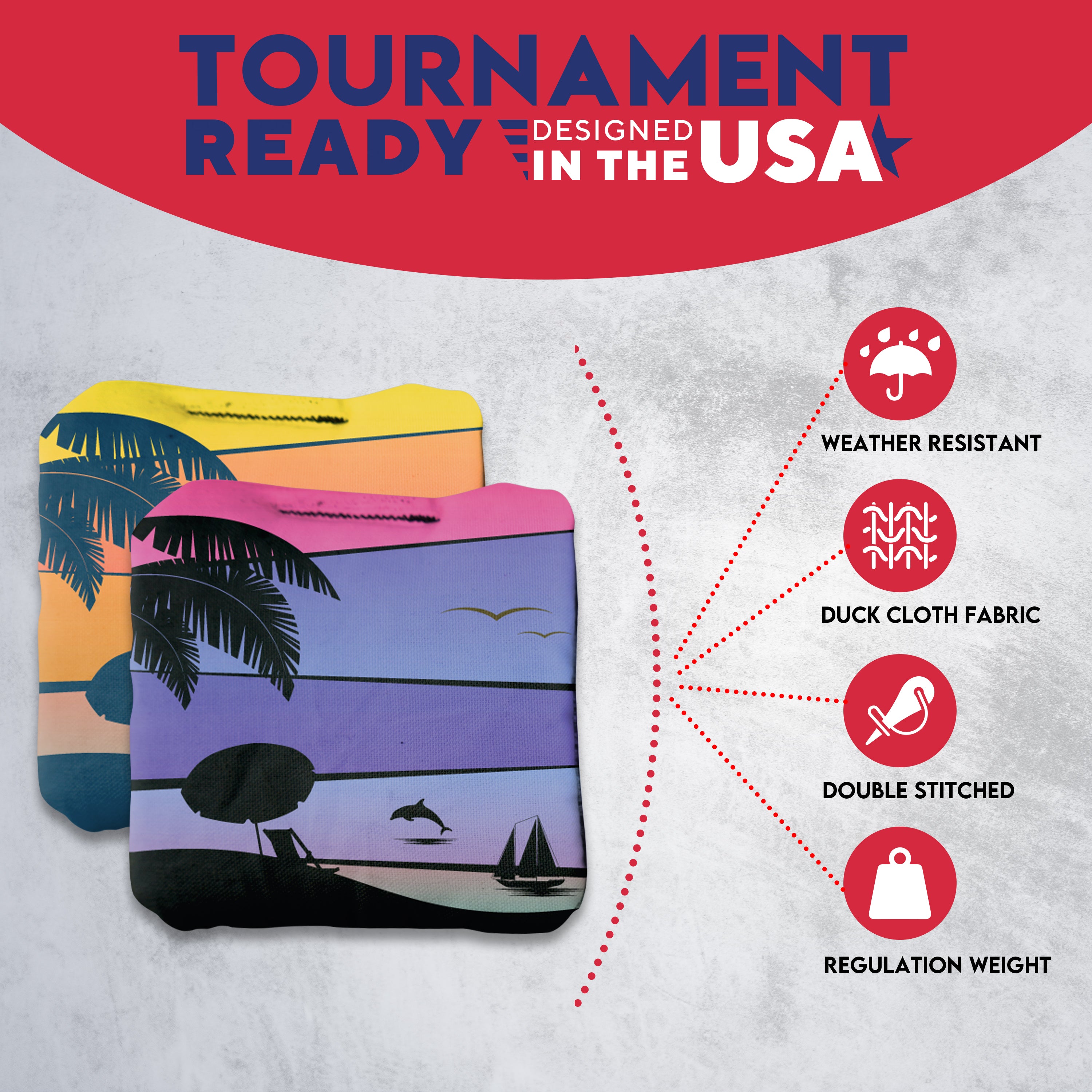 Orange Purple Dolphin Beach Cornhole Bags - Set of 8