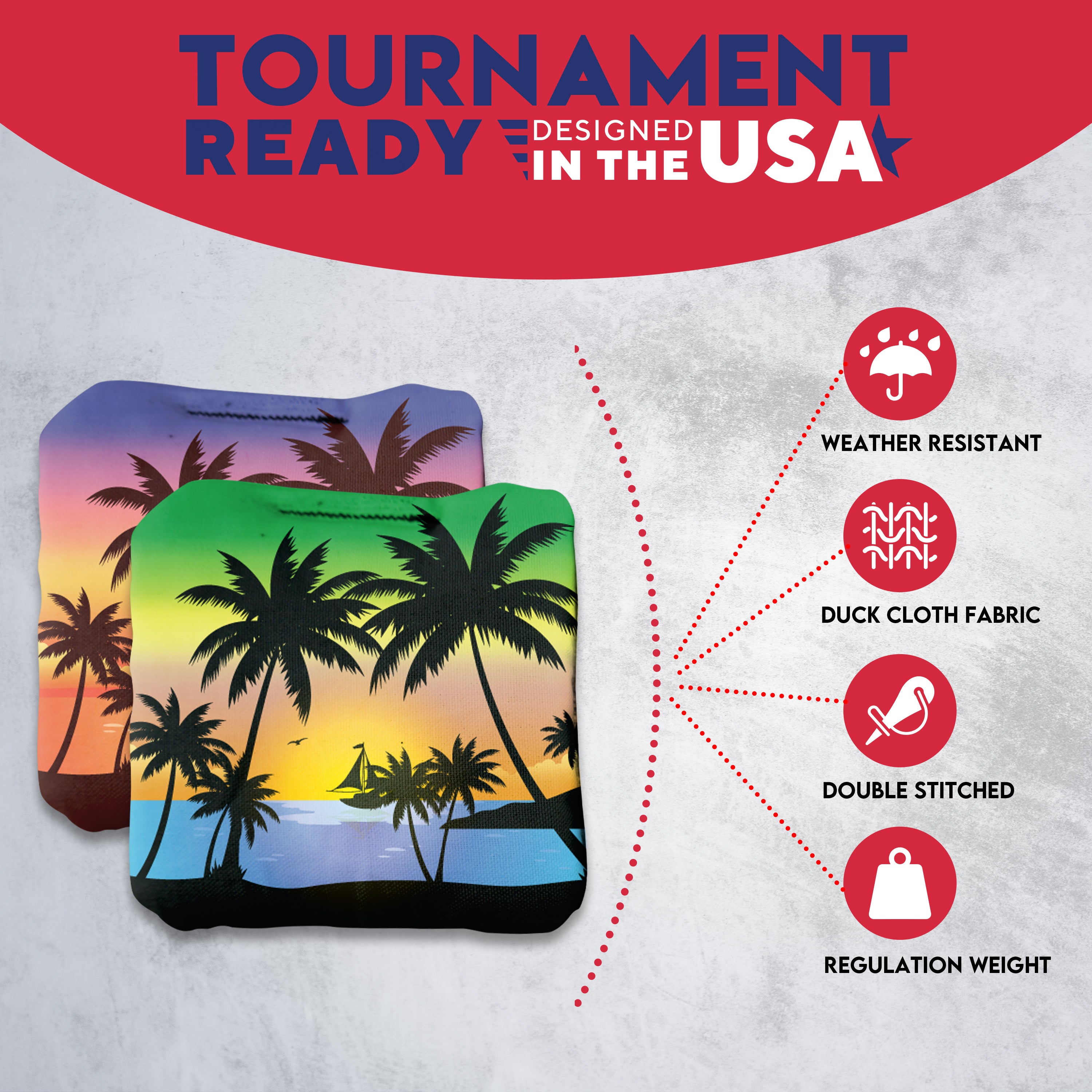 Purple Green Beach Cornhole Bags - Set of 8