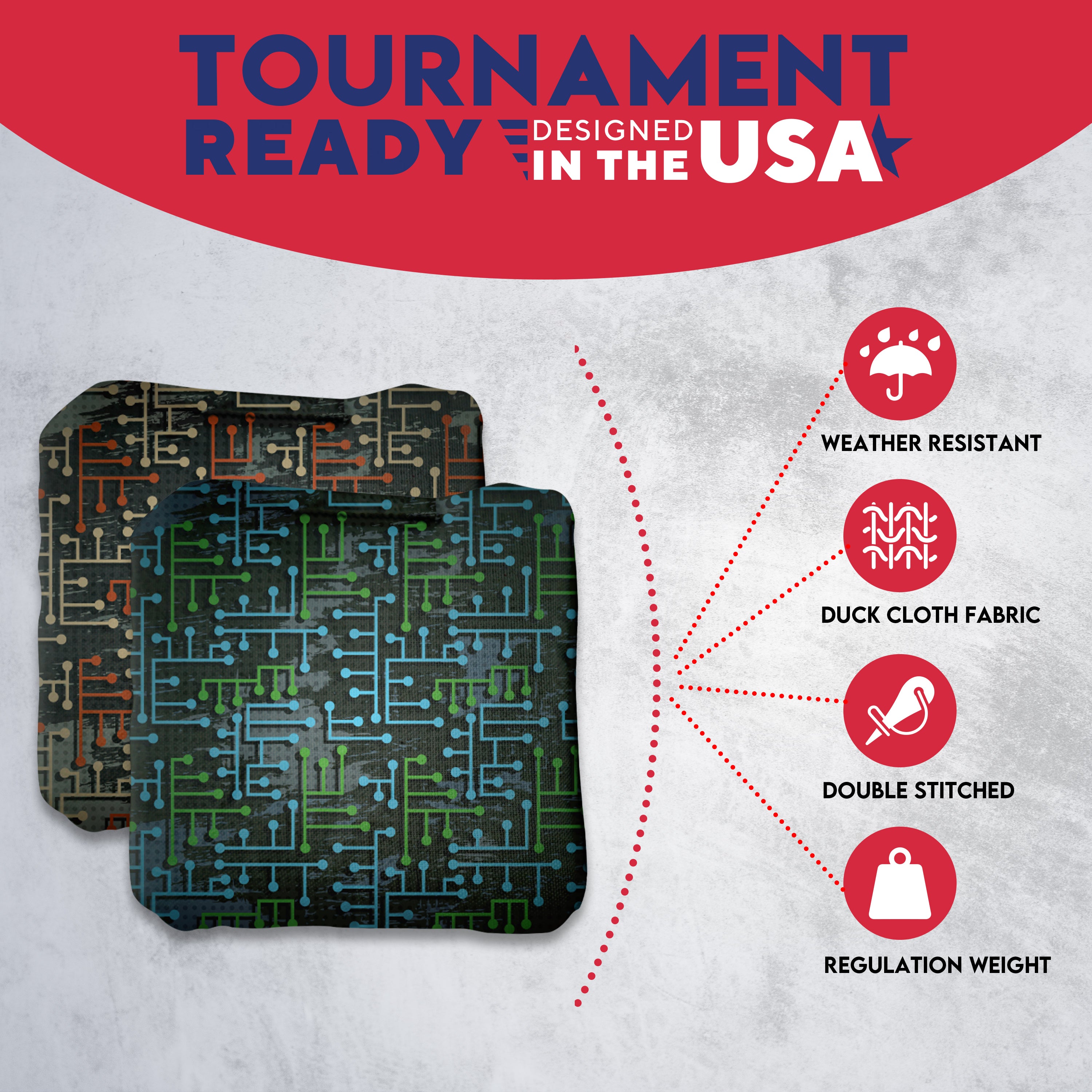 Orange White Blue Green Lines Cornhole Bags - Set of 8