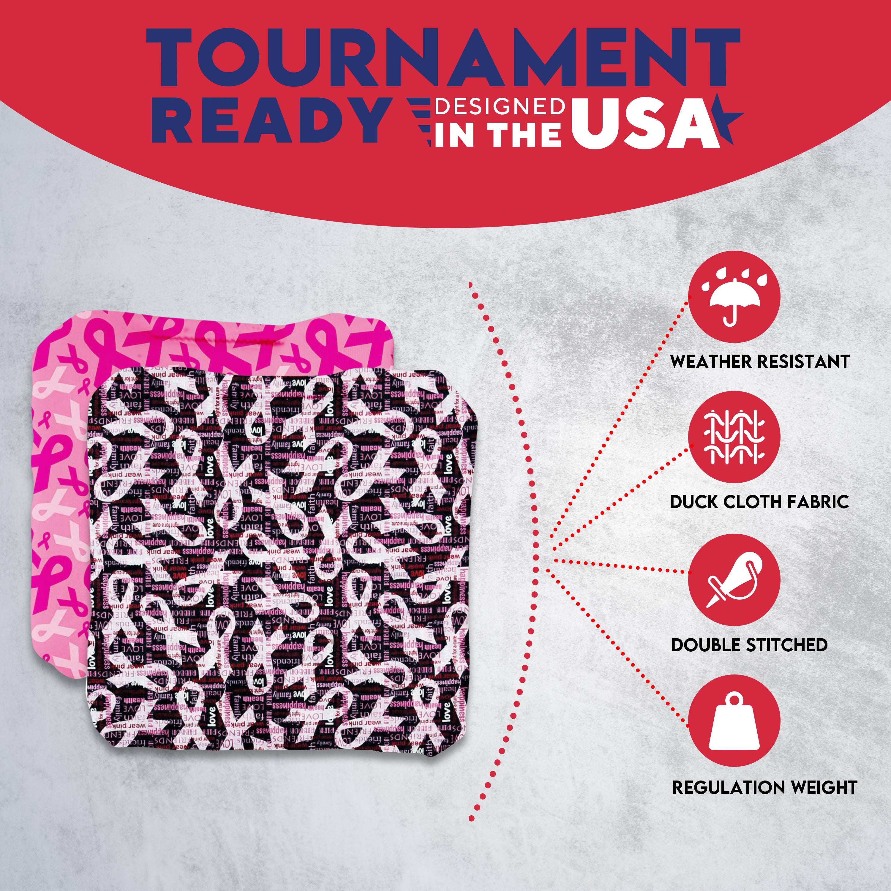 Breast Cancer Cornhole Bags - Set of 8