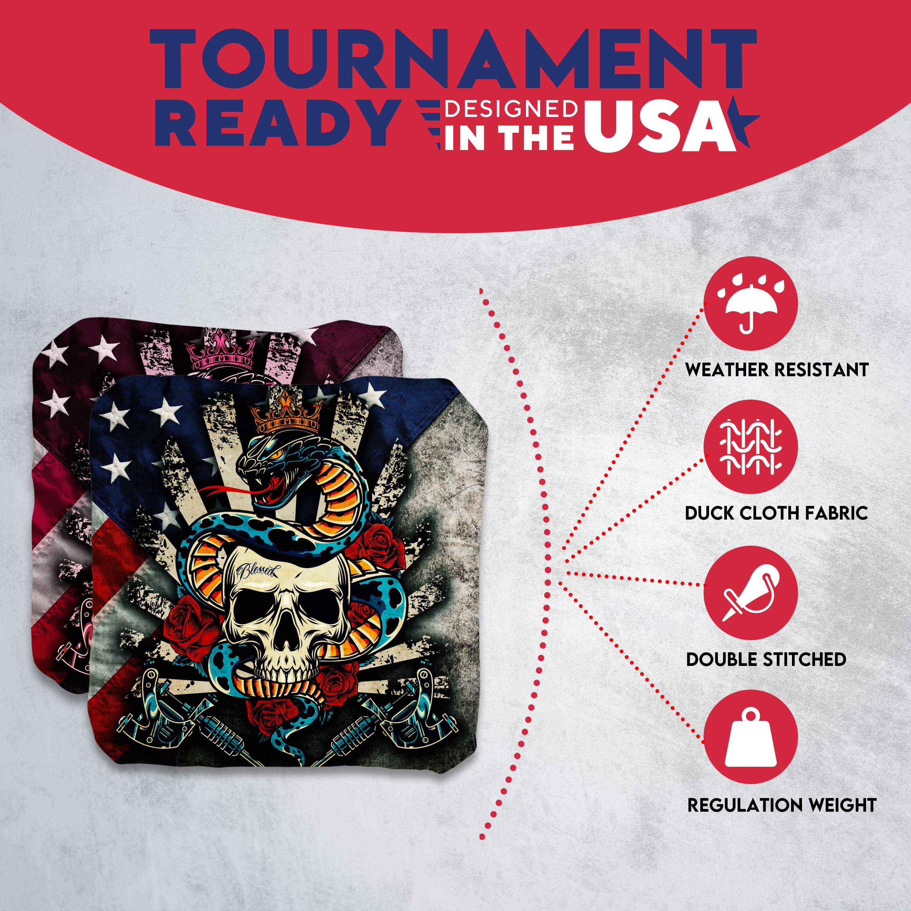 King Cobra Cornhole Bags - Set of 8