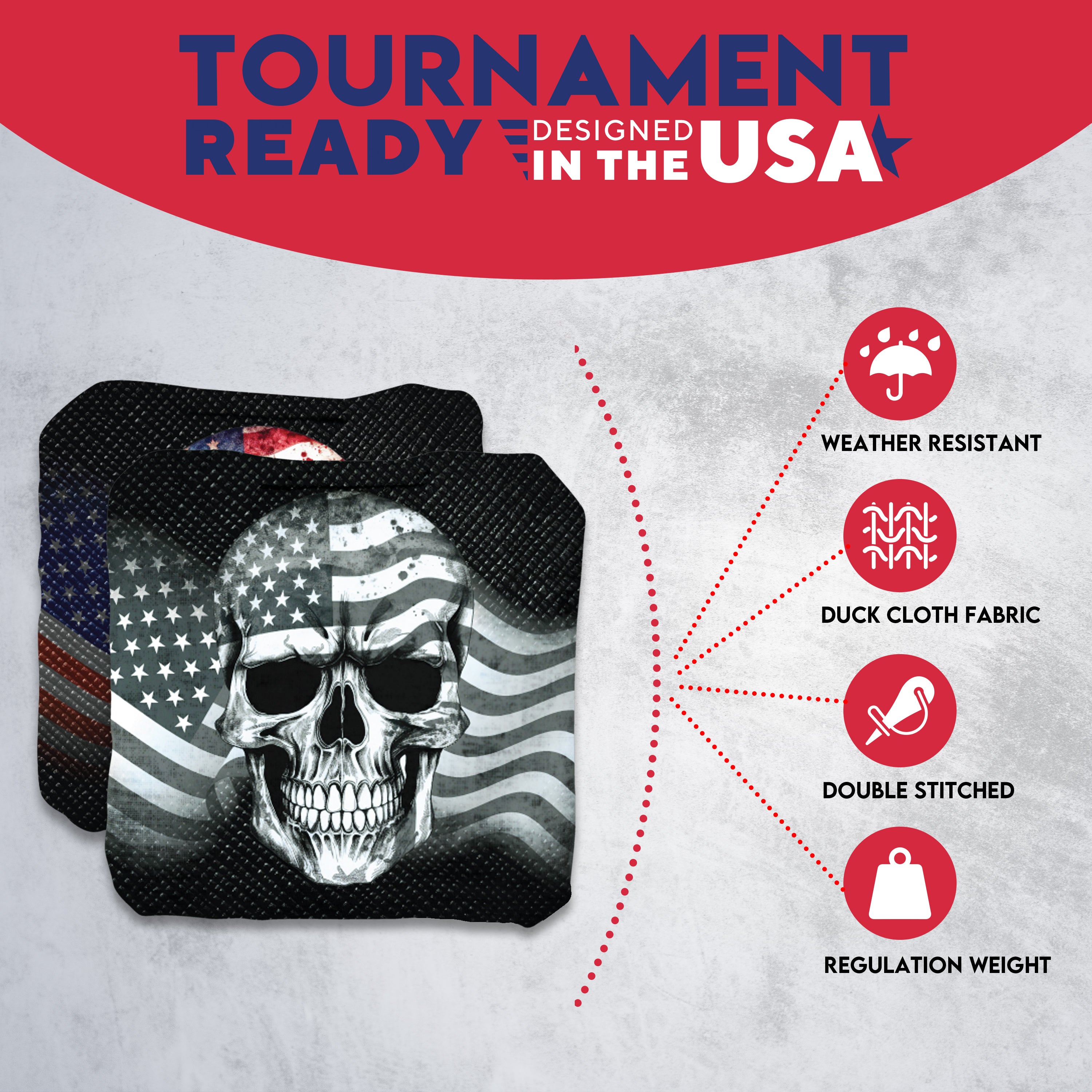 Flag Skull Cornhole Bags - Set of 8