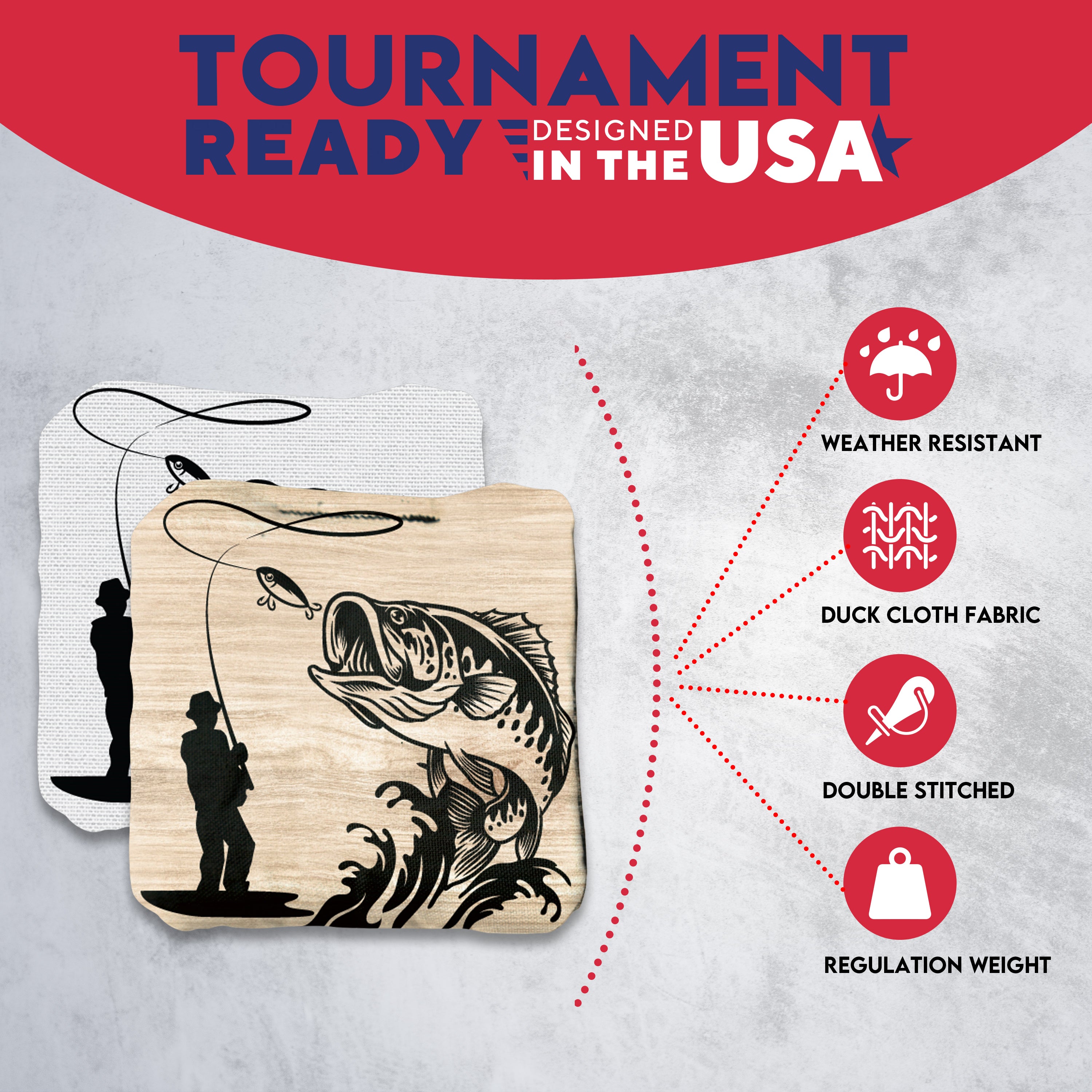 White Brown Fish Cornhole Bags - Set of 8