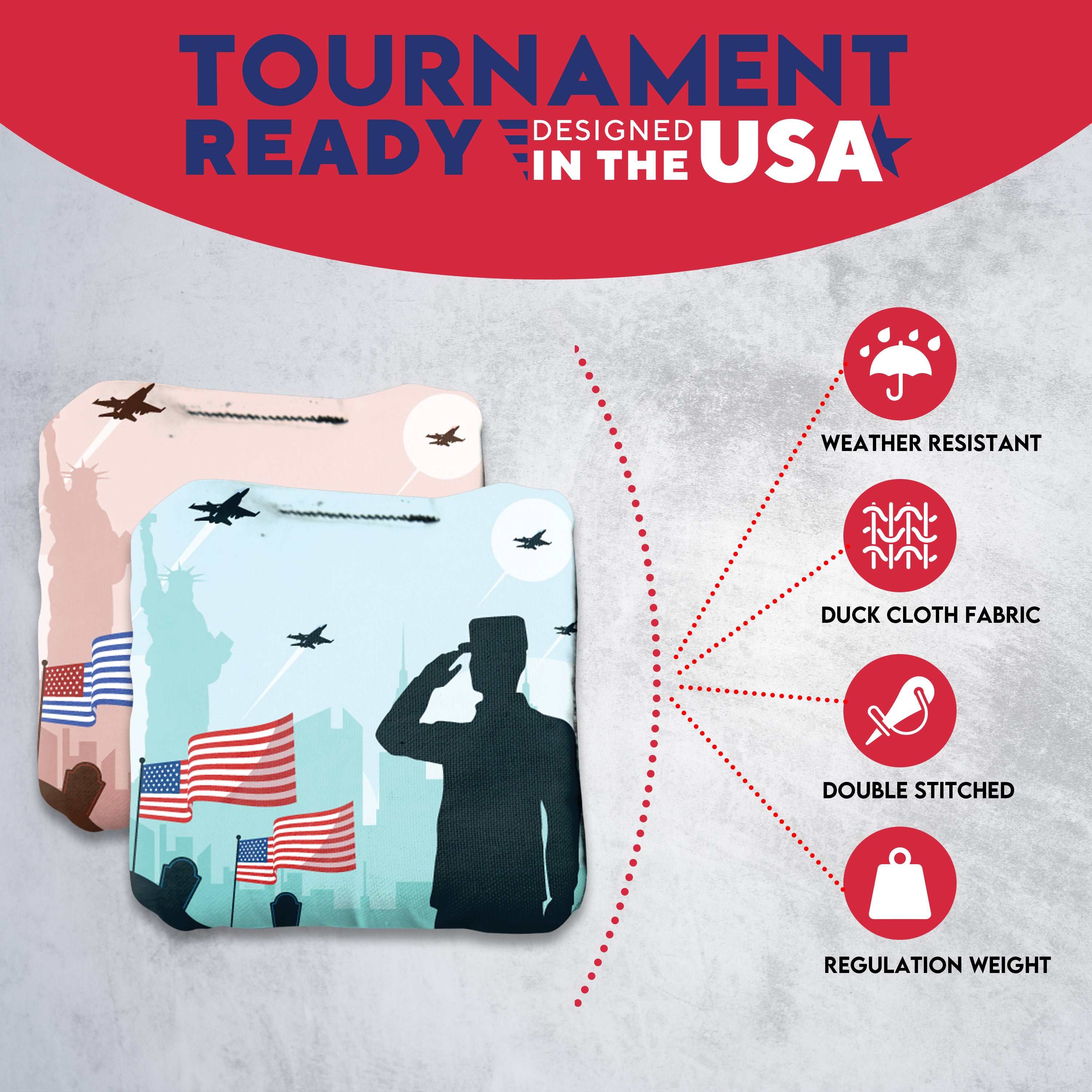 Soldier Salute Cornhole Bags - Set of 8