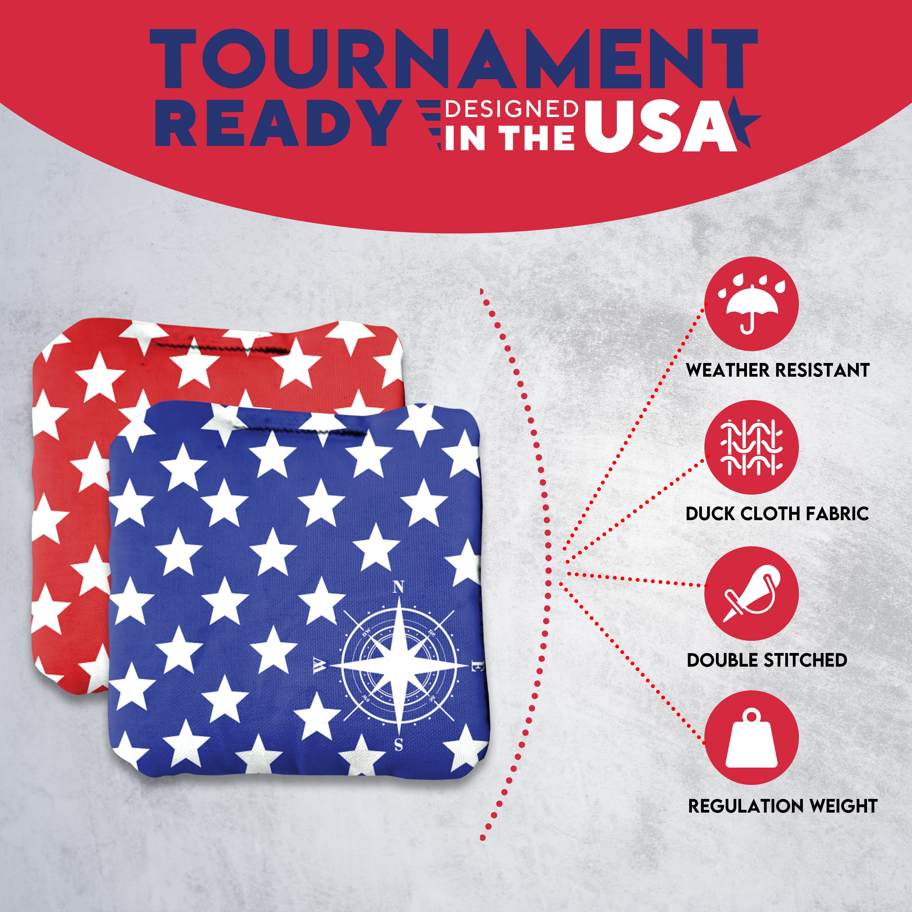 Compass Star Cornhole Bags - Set of 8