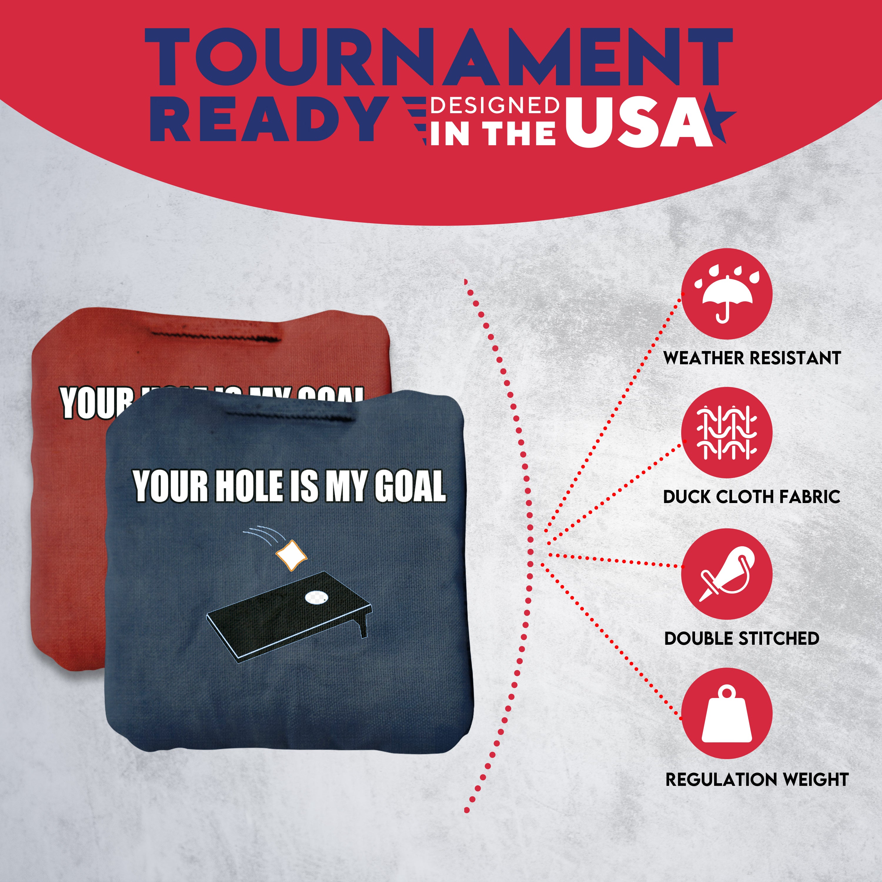 Your Hole is My Goal Cornhole Bags - Set of 8