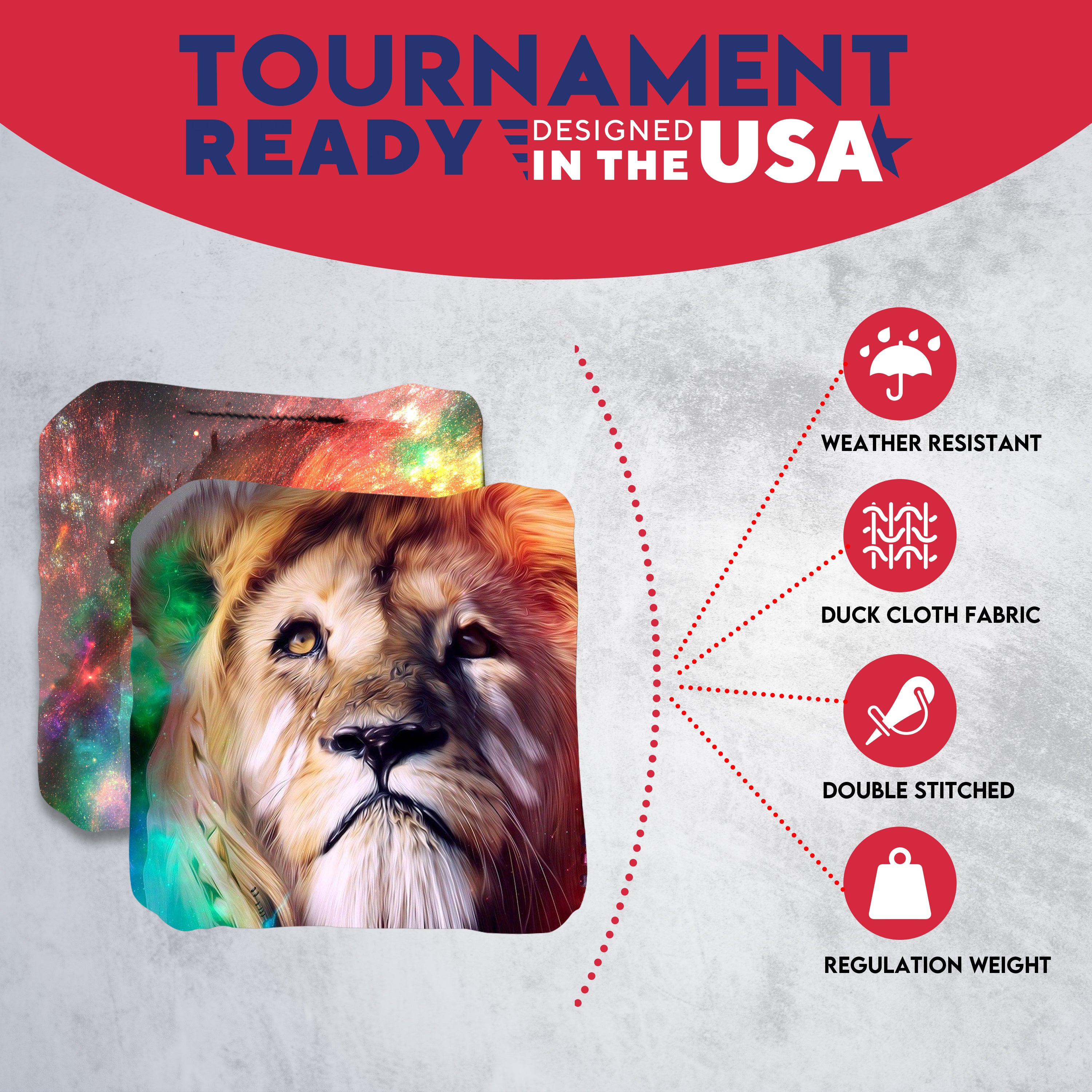 Colored Lion Cornhole Bags - Set of 8