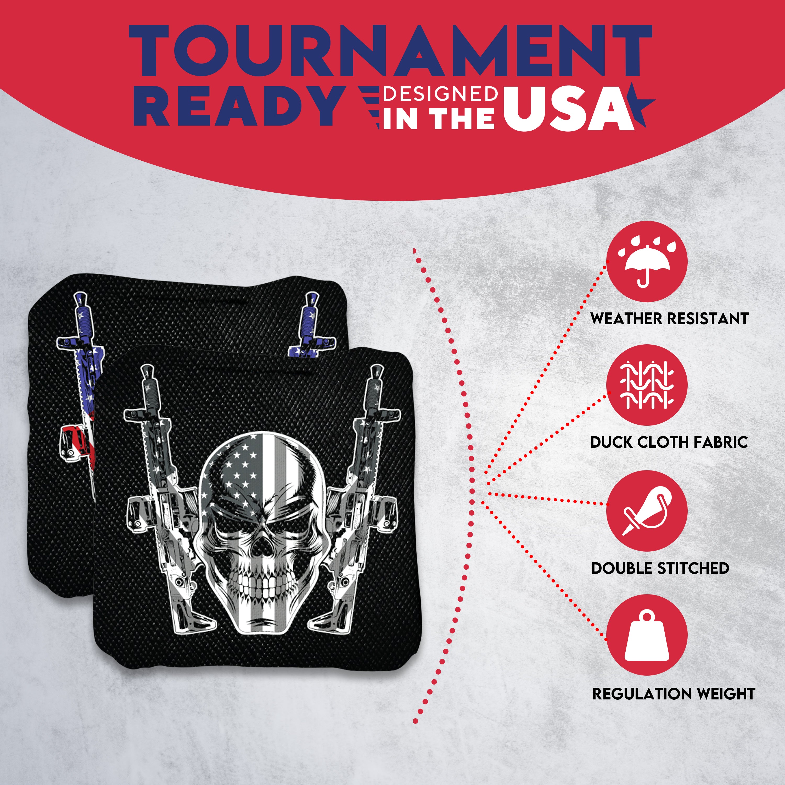 Flag Skull Guns Cornhole Bags - Set of 8