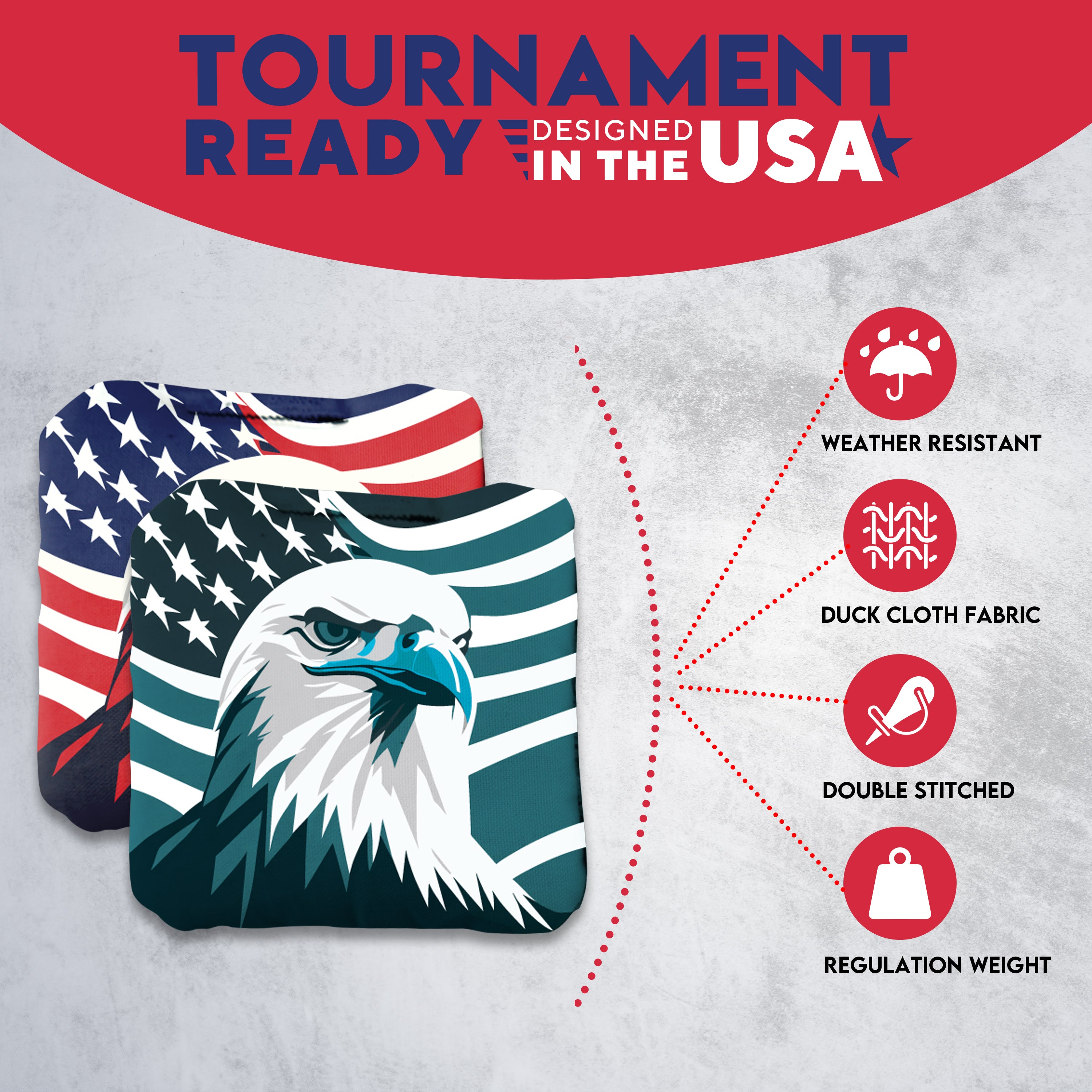 Red Blue Eagle Cornhole Bags - Set of 8