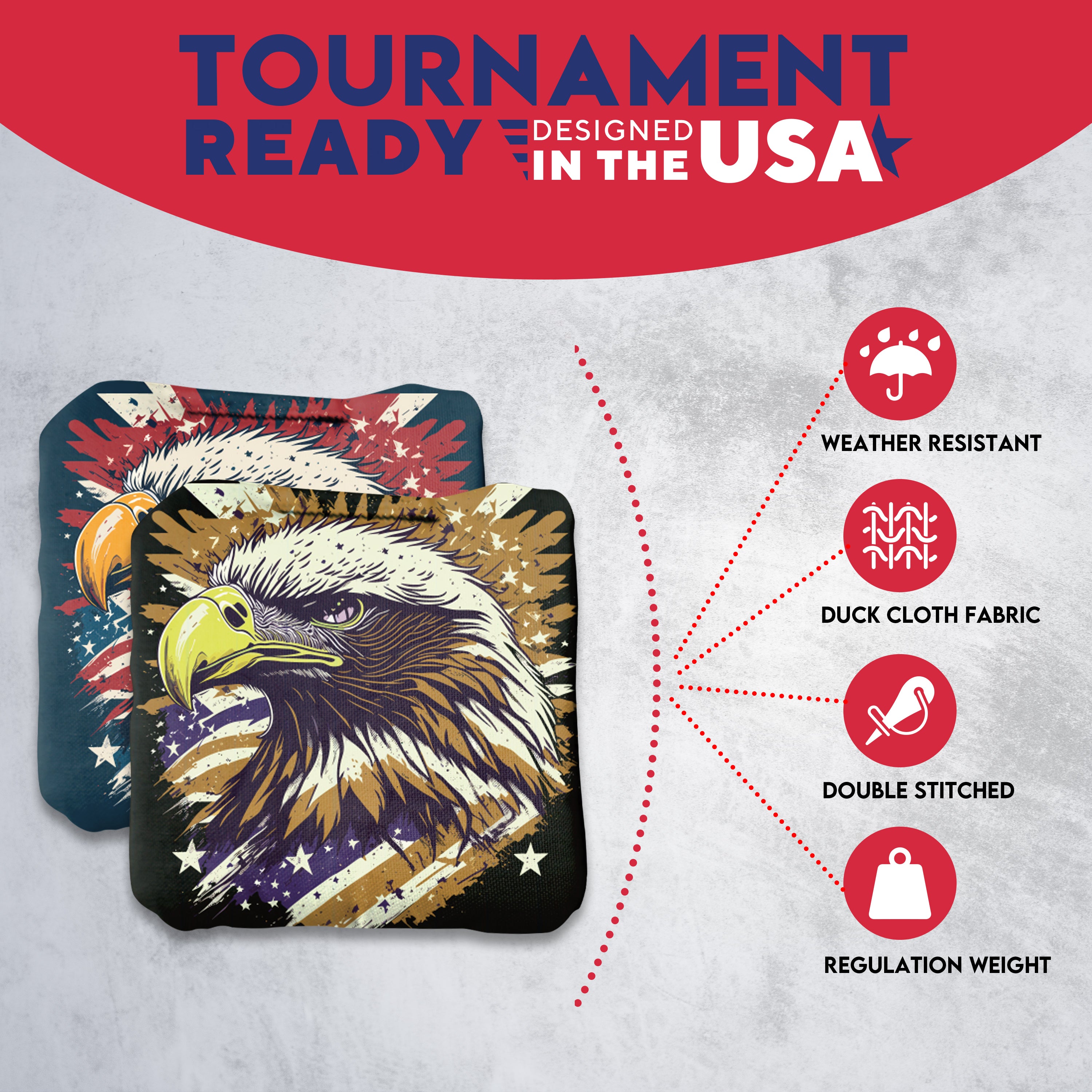 Red Gold Eagle Cornhole Bags - Set of 8
