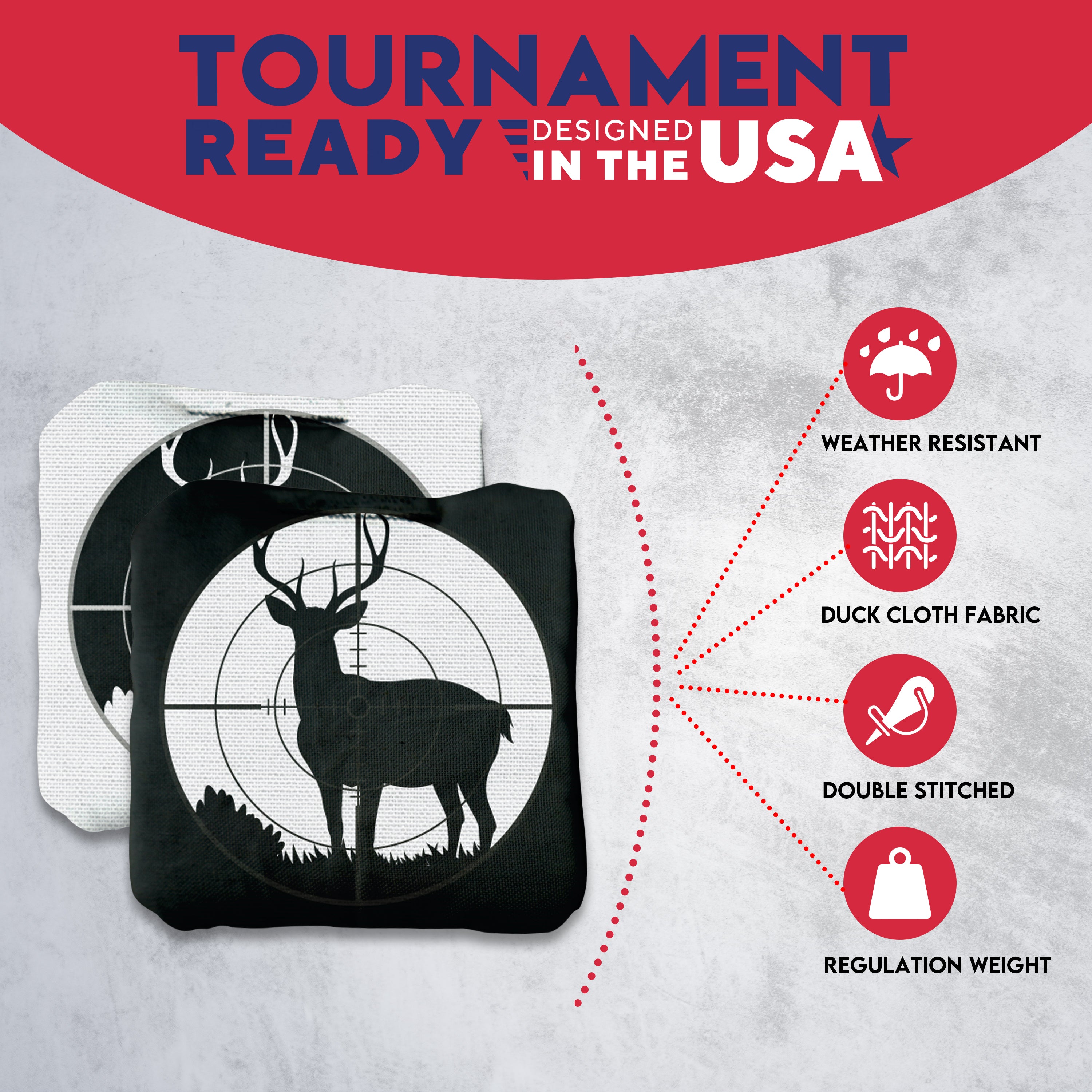 Black White Deer in Scope Cornhole Bags - Set of 8