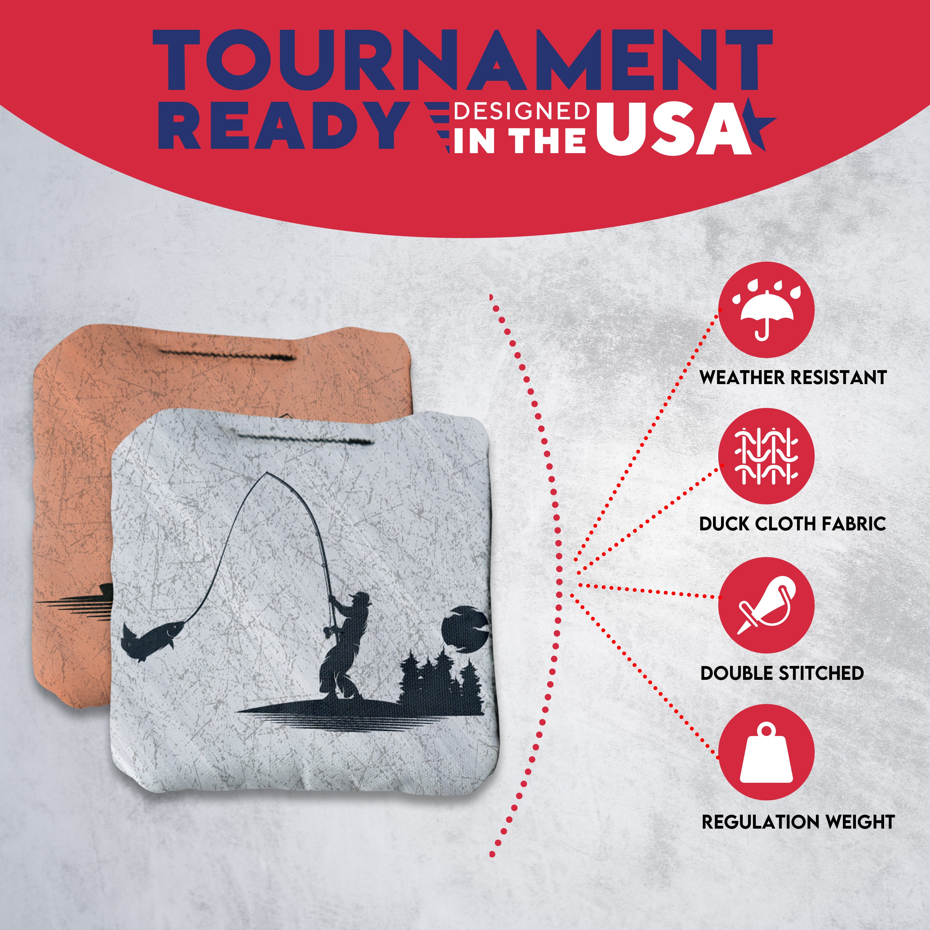 Fish on Rod Cornhole Bags - Set of 8