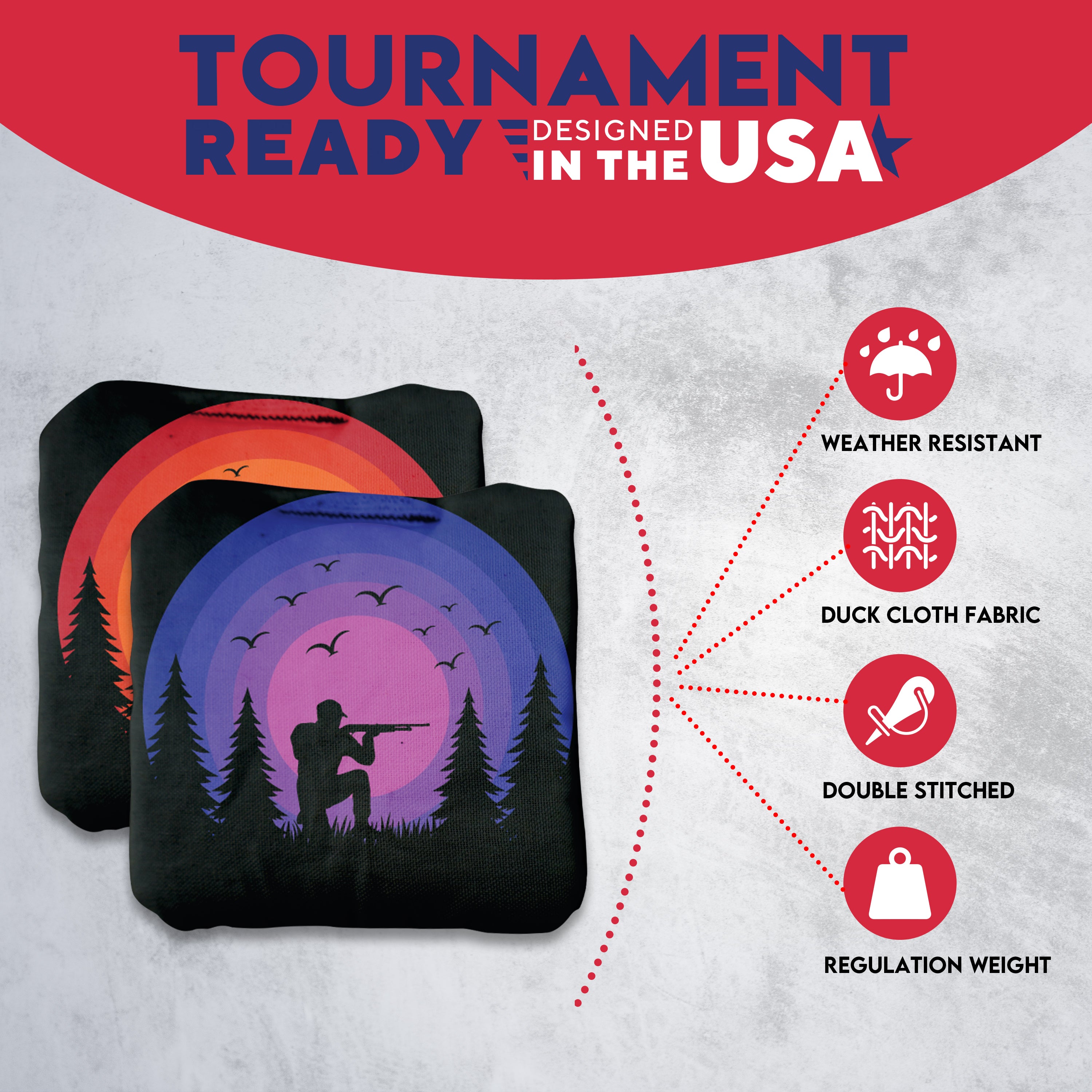 Red Purple Hunter Cornhole Bags - Set of 8