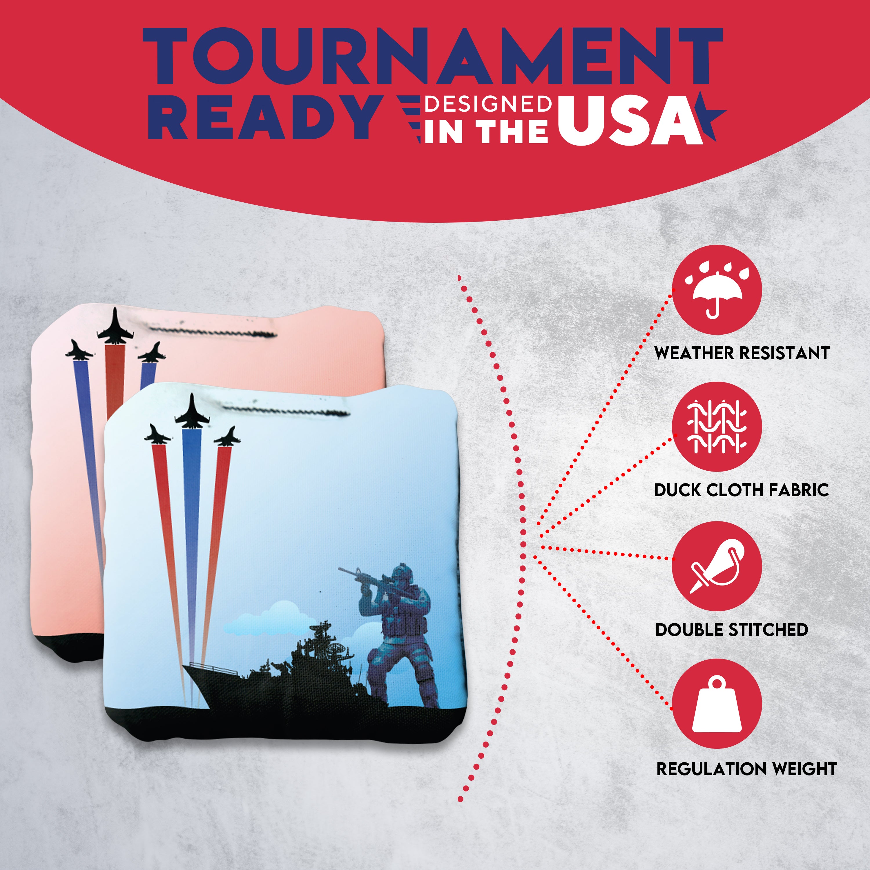 Battleship Soldier Cornhole Bags - Set of 8