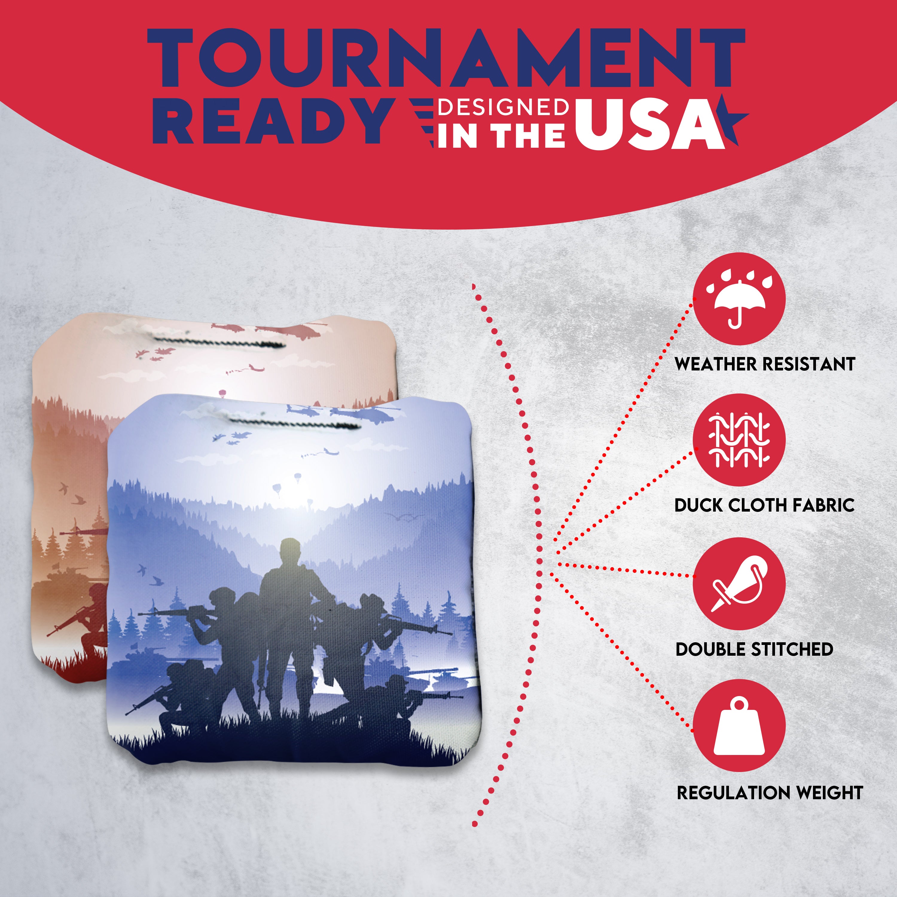 Red Blue Squad Cornhole Bags - Set of 8