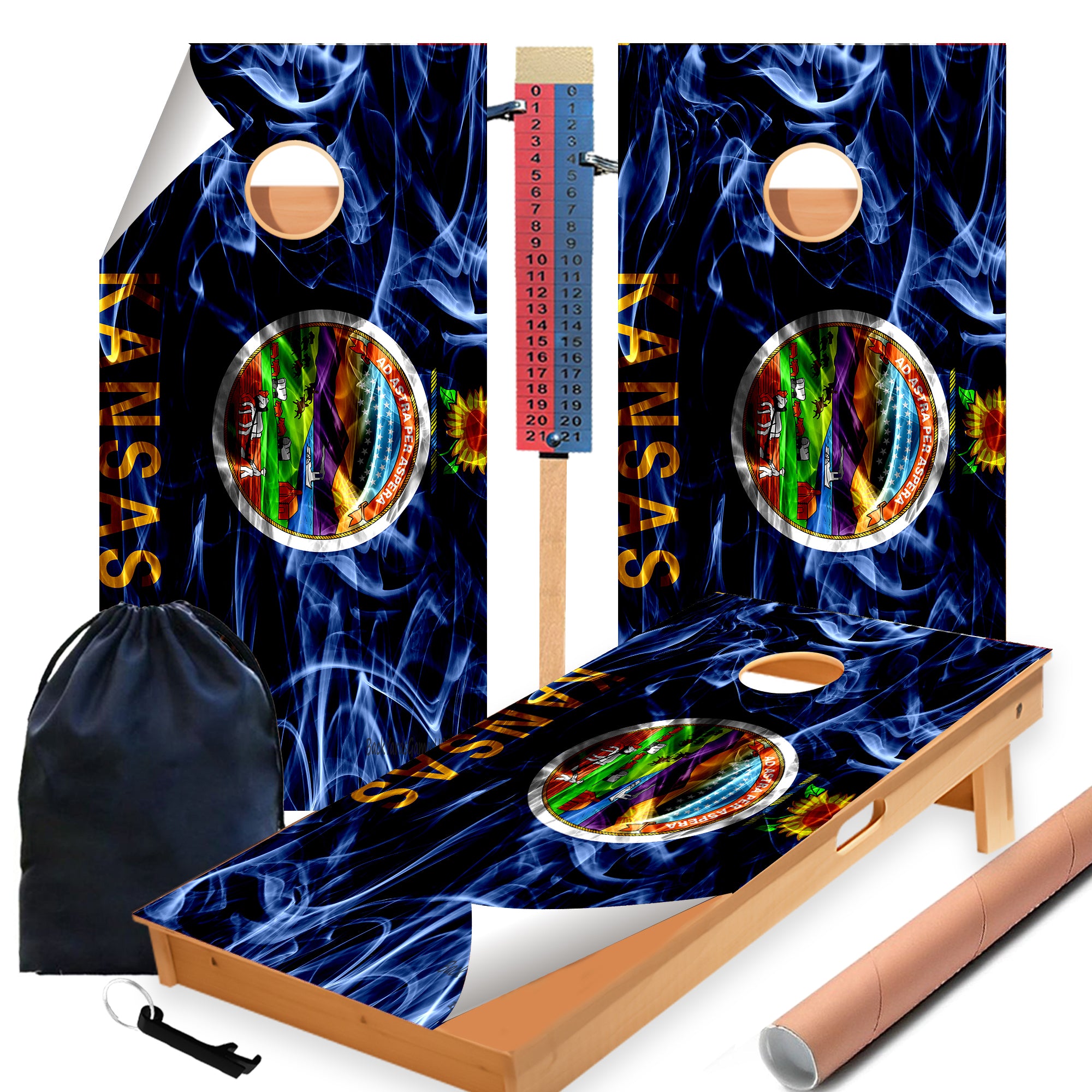 Kansas Cornhole Boards Wraps (Set of 2)