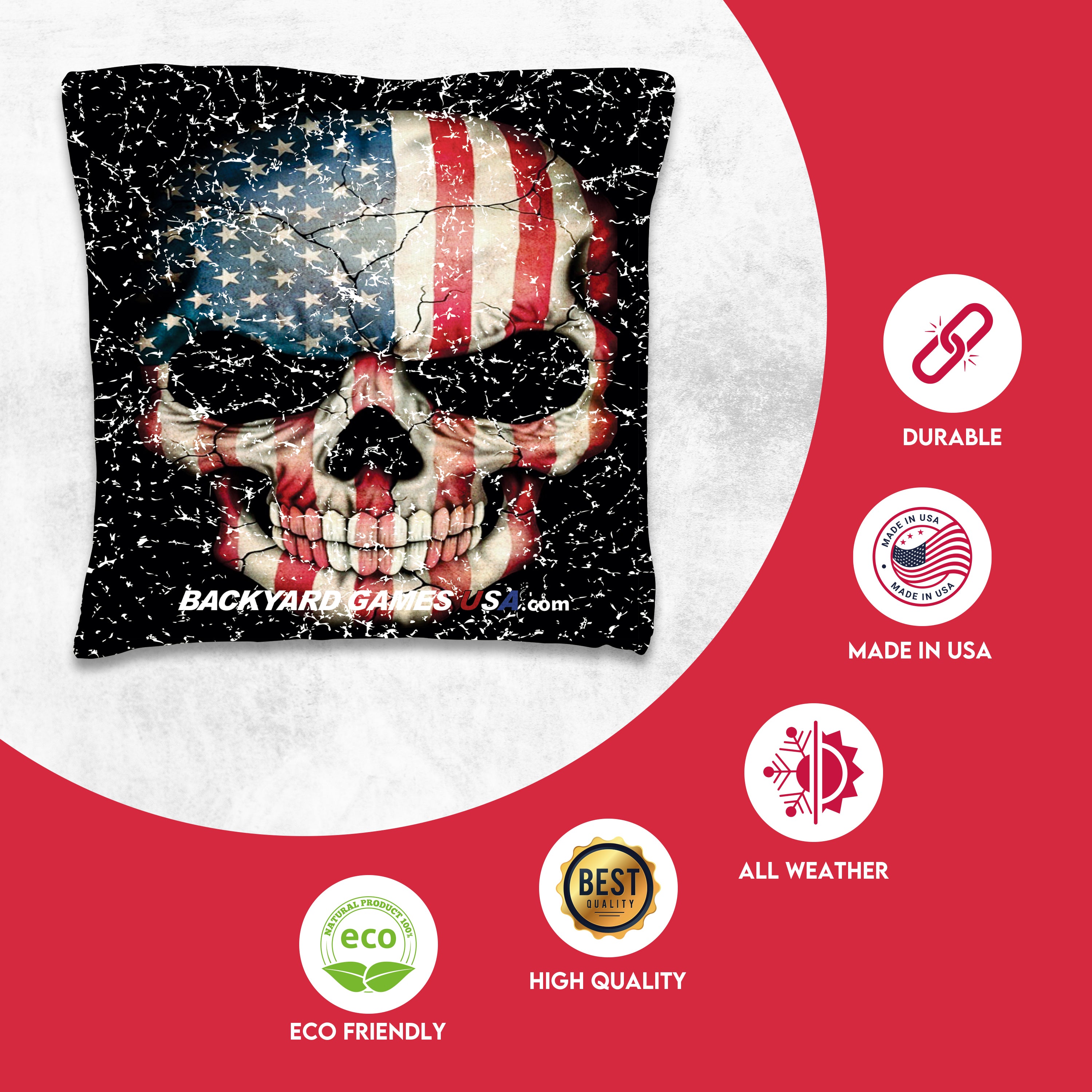 Red Grey Skull Cornhole Bags