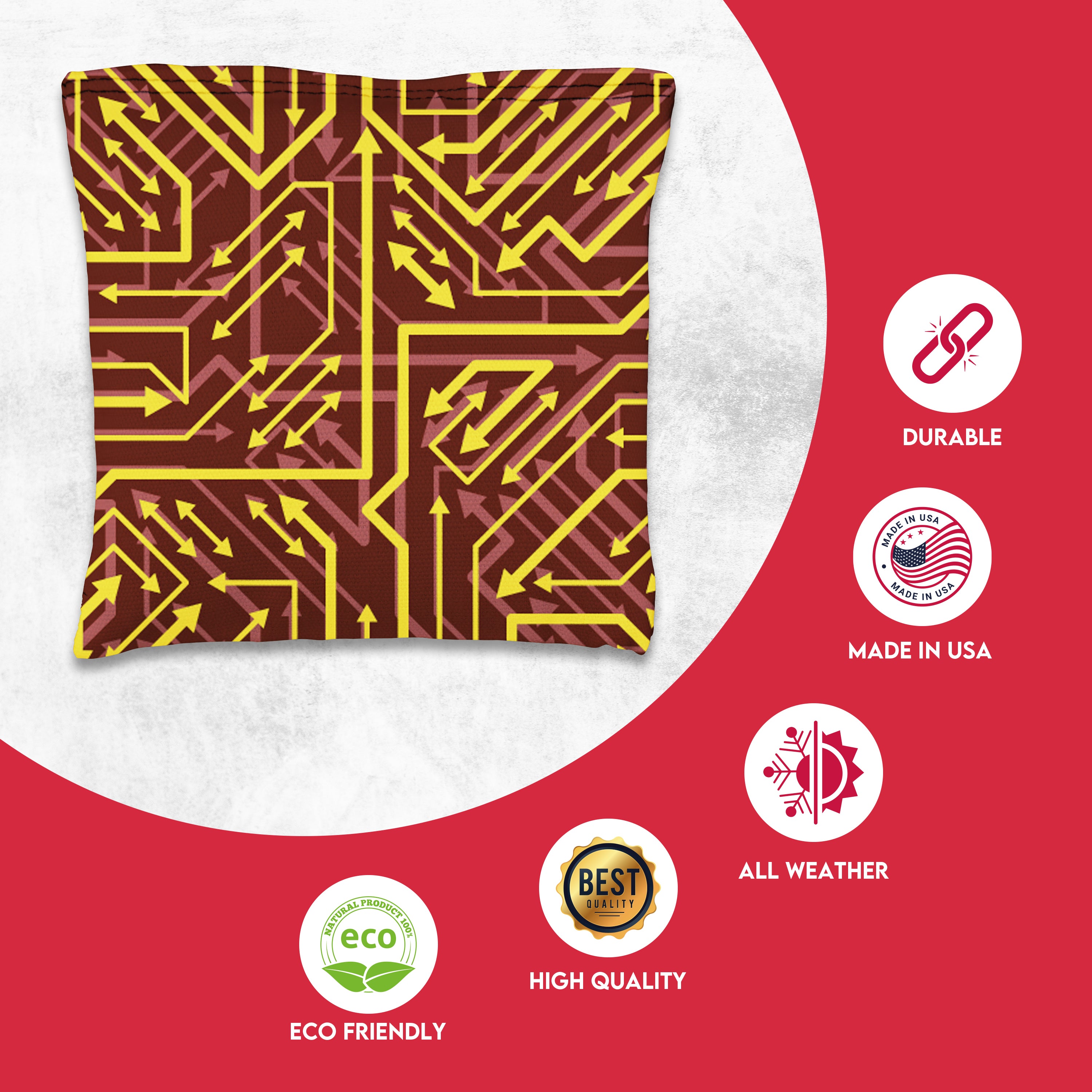 Red Yellow Tech Cornhole Bags