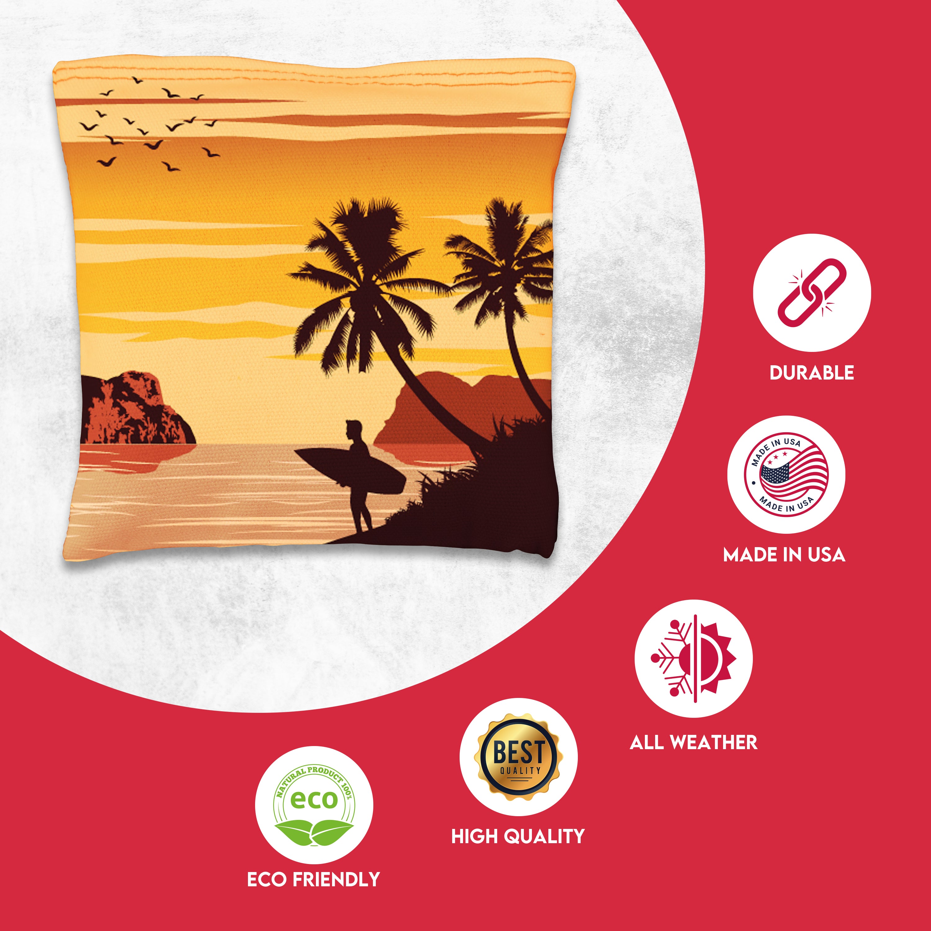 Orange Purple Beach Cornhole Bags