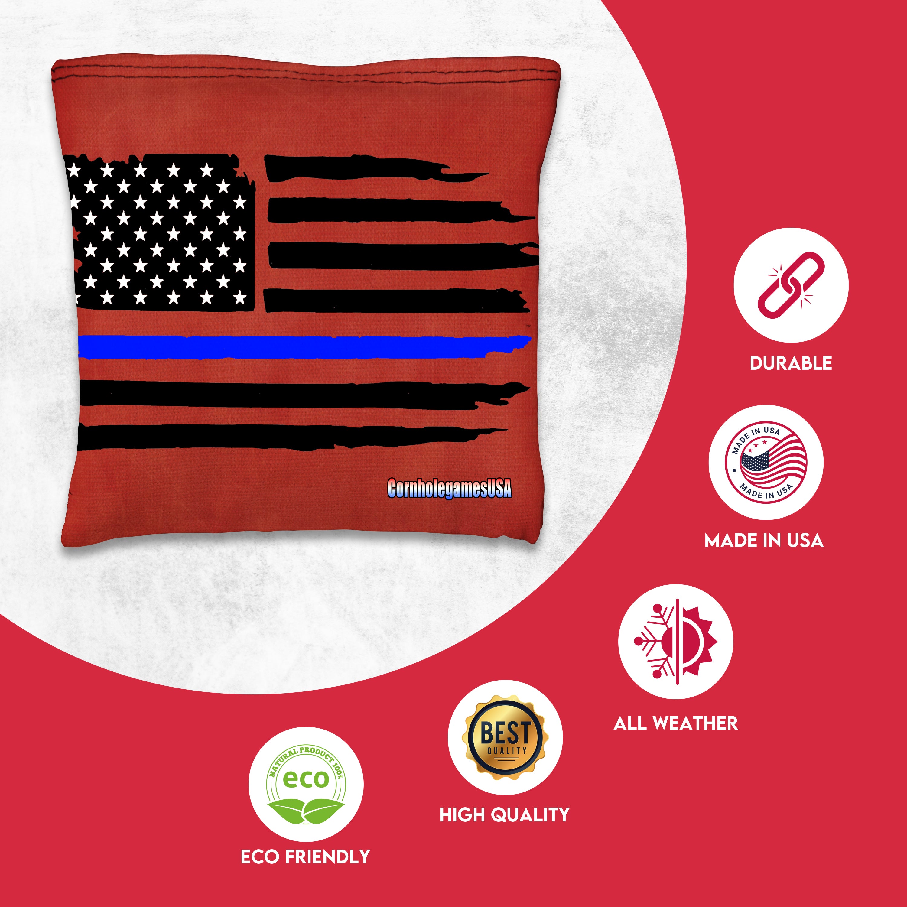 Blue Line Red Line Cornhole Bags