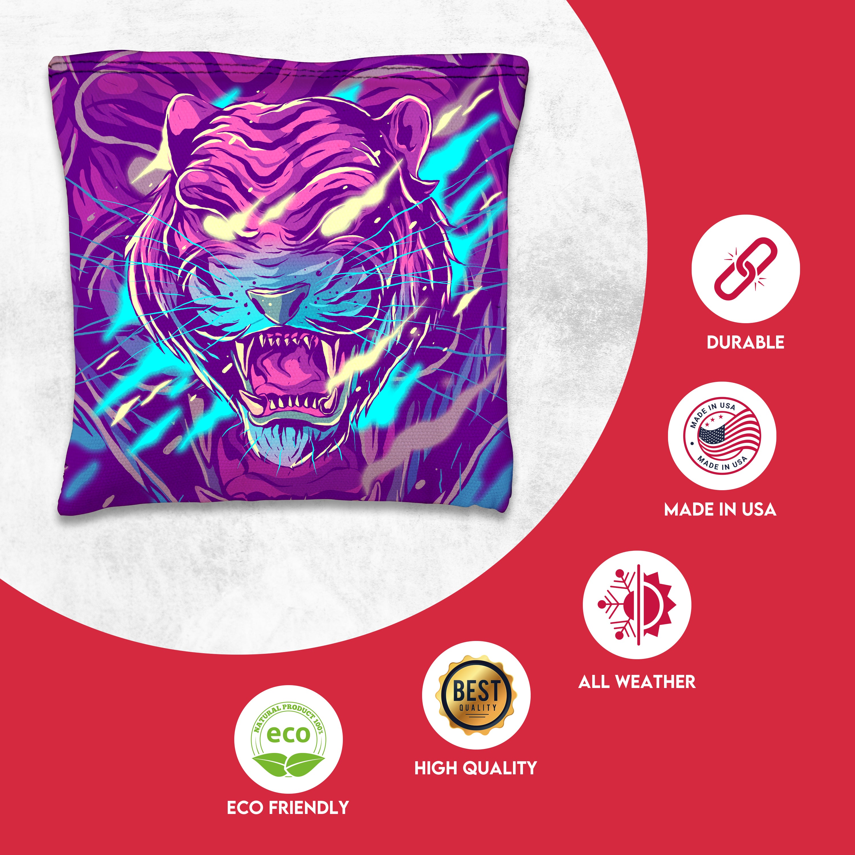 Purple Green Tiger Cornhole Bags