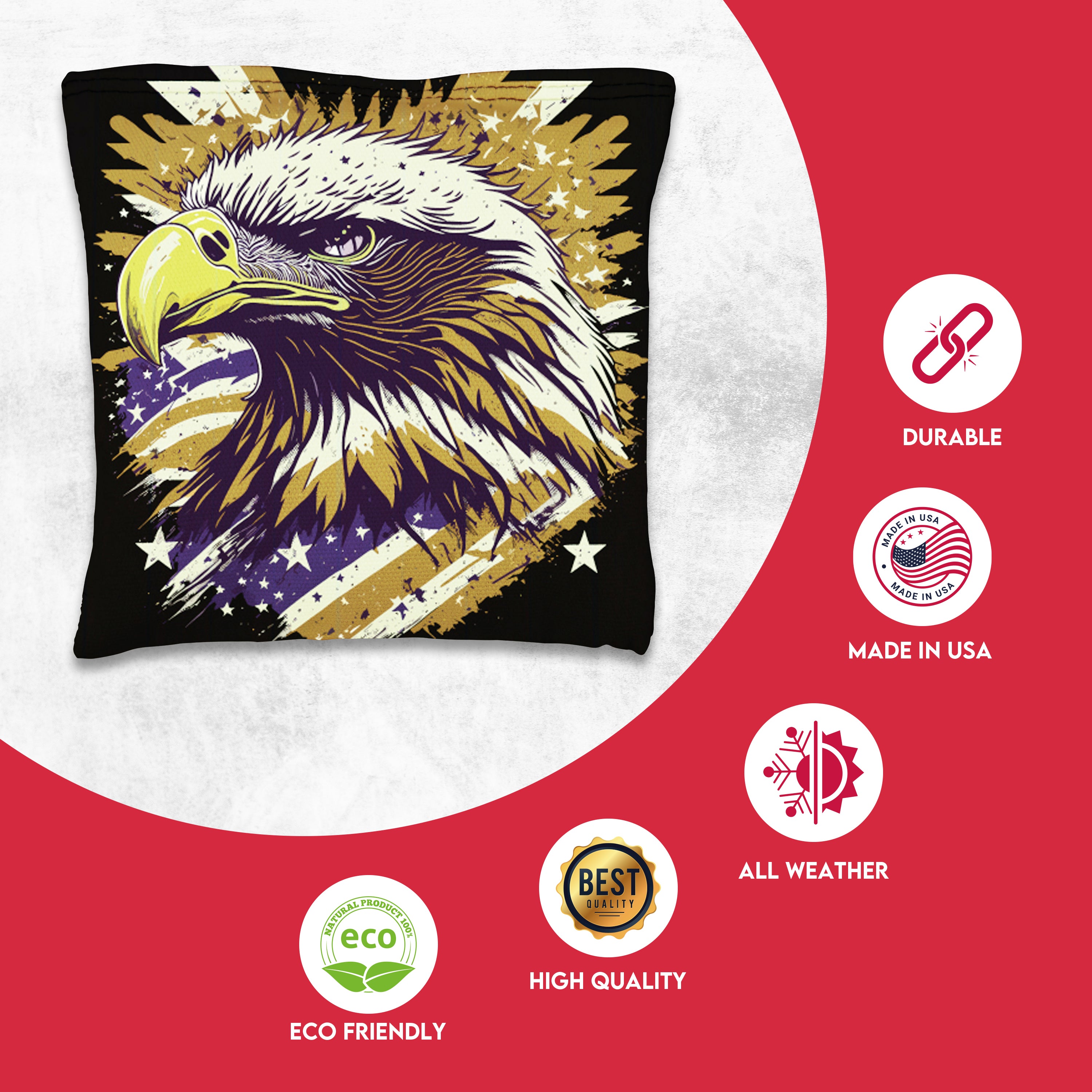 Red Gold Eagle Cornhole Bags