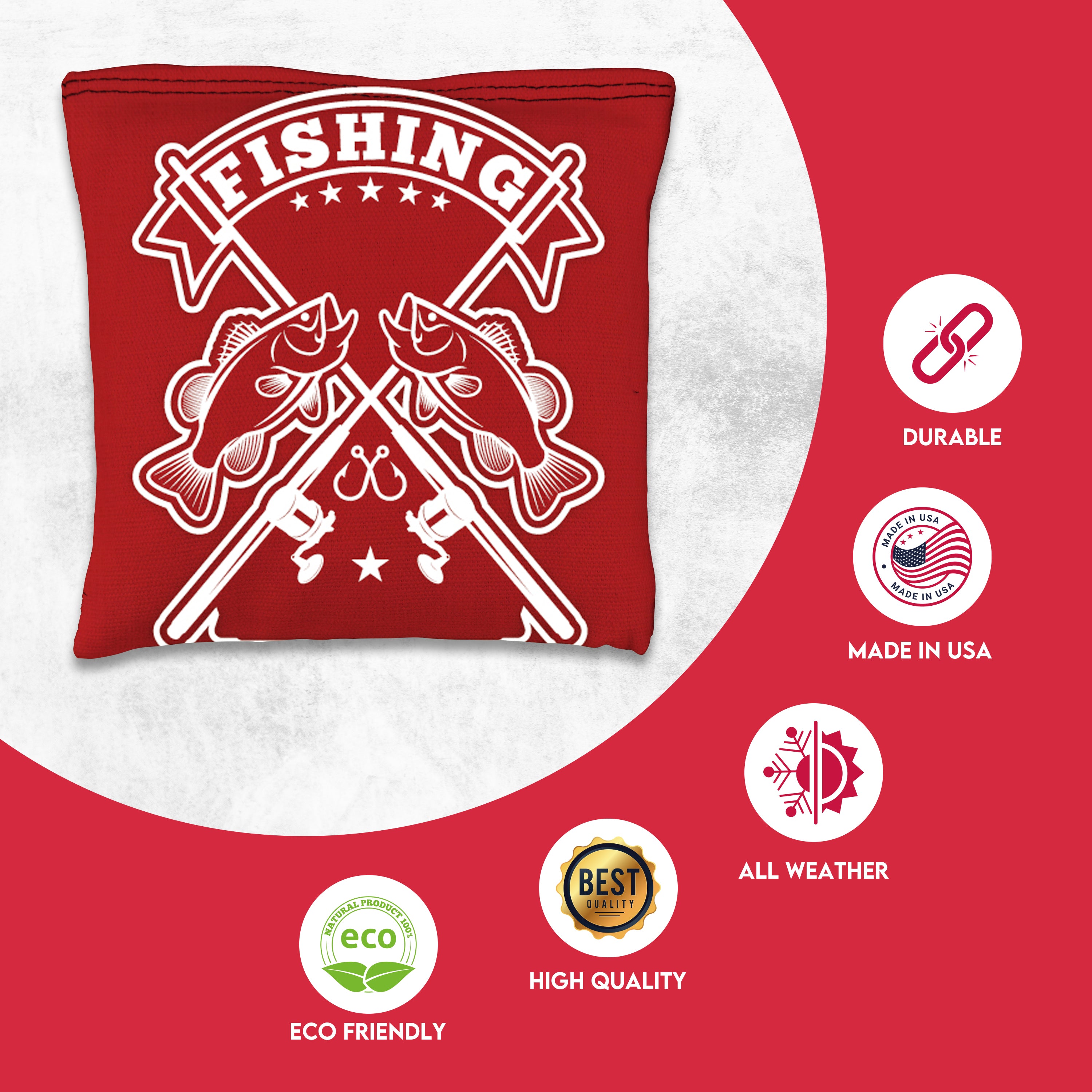 Red Blue Fish Logo Cornhole Bags