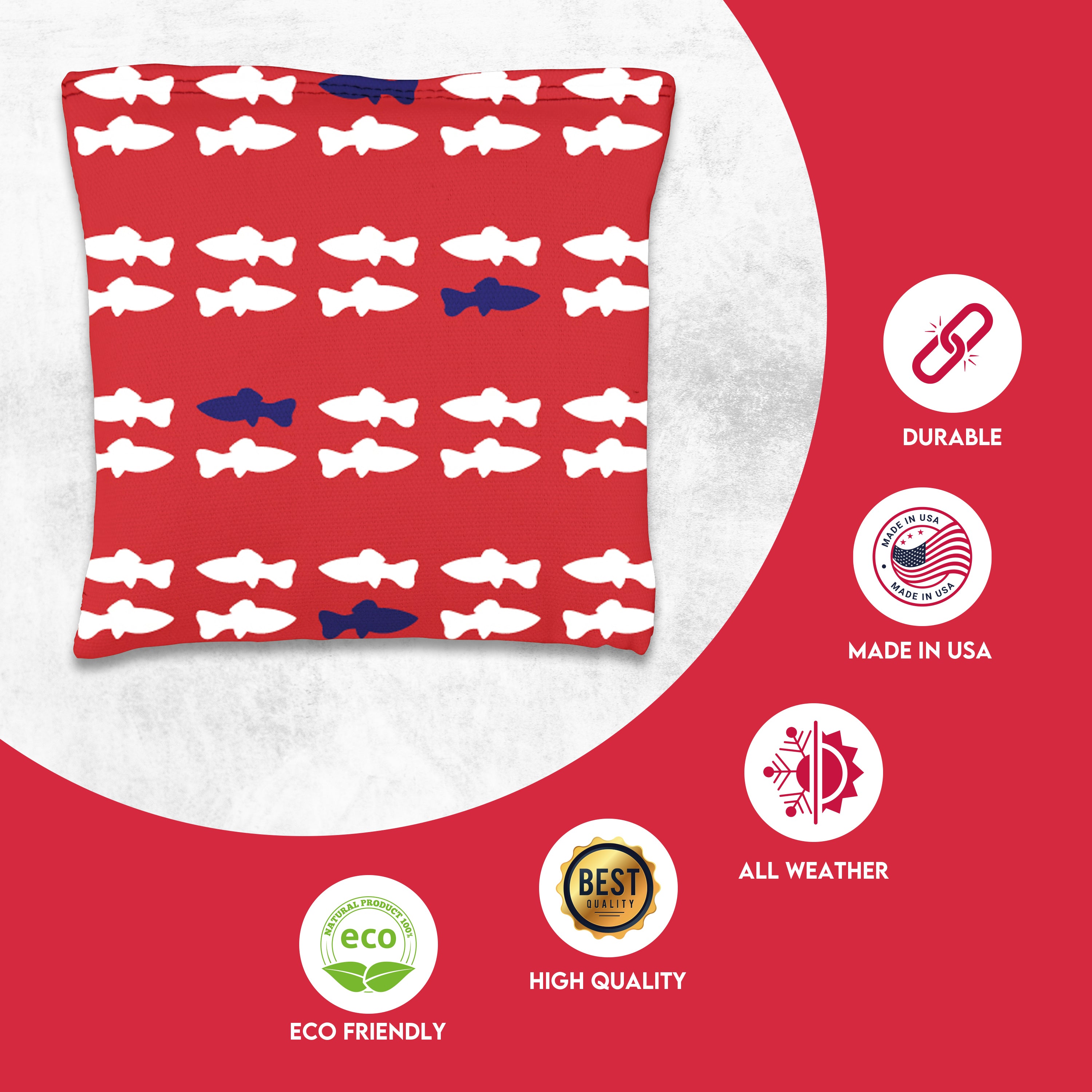Red Blue Fish Cornhole Bags