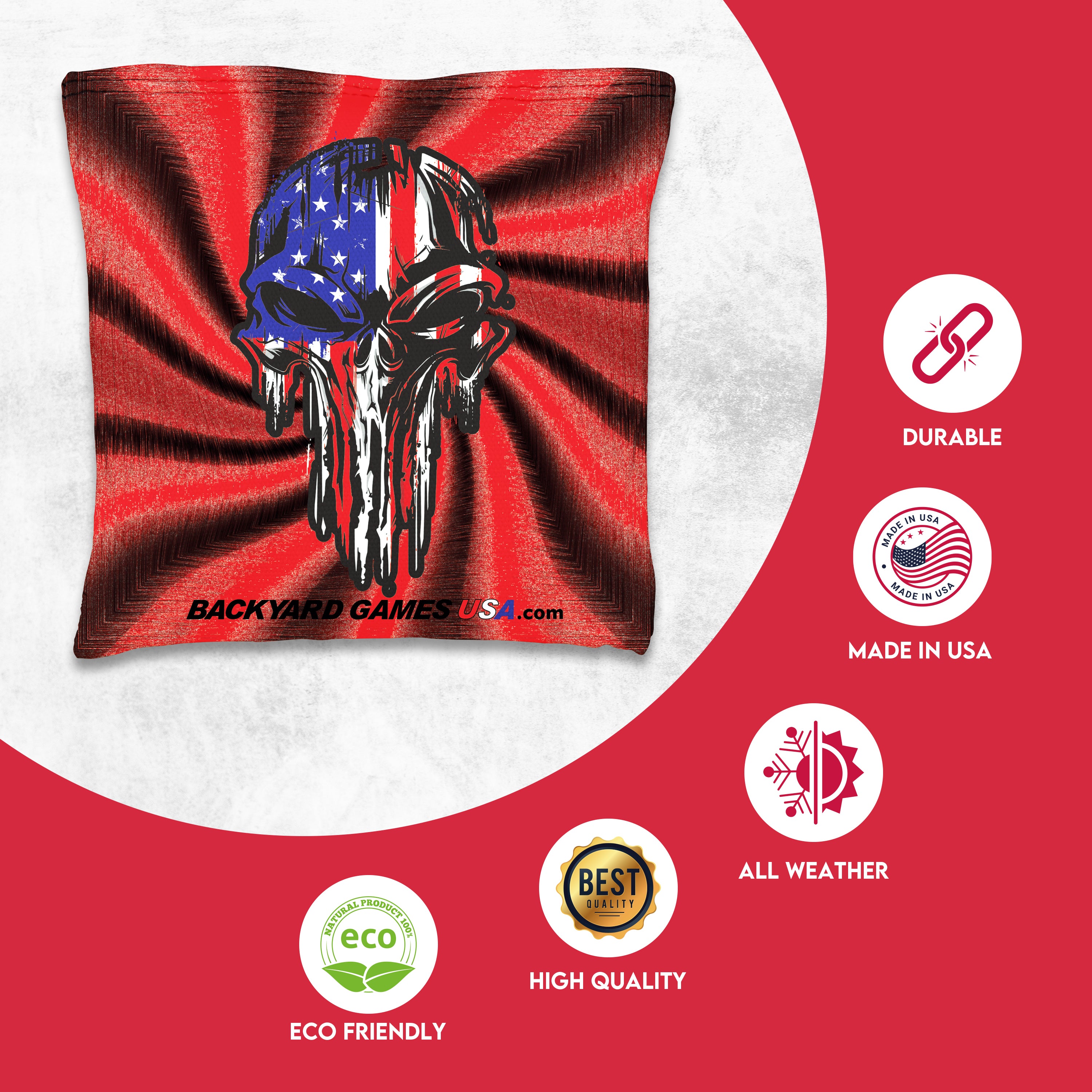 Red Blue Skull Cornhole Bags