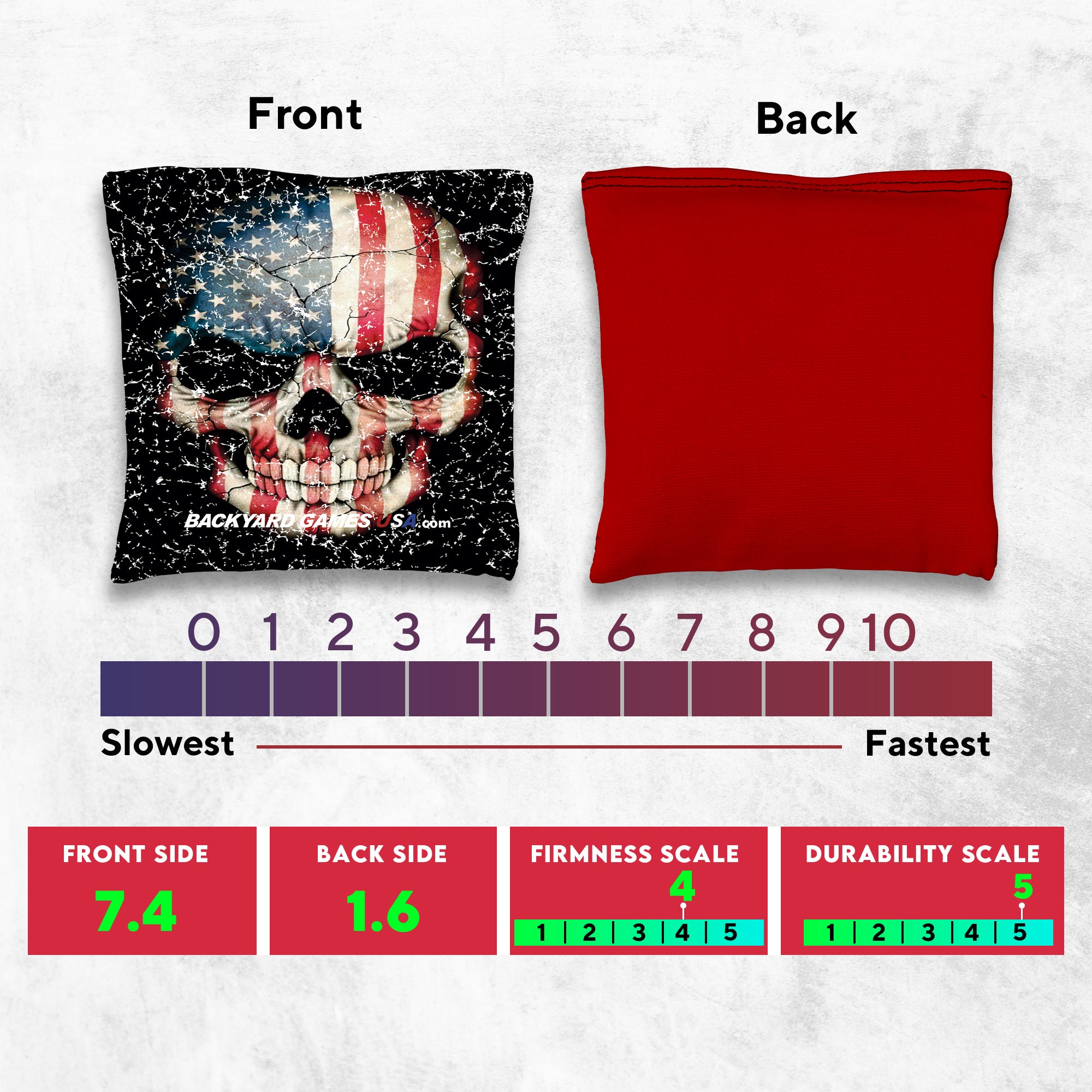 Red Grey Skull Cornhole Bags