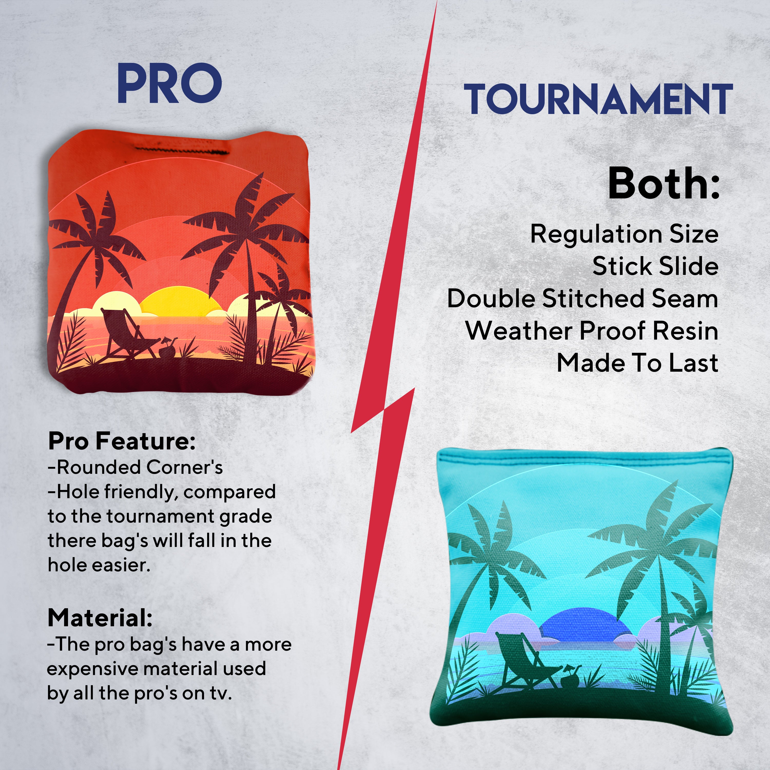 Red Blue Beach Chair Cornhole Bags - Set of 8