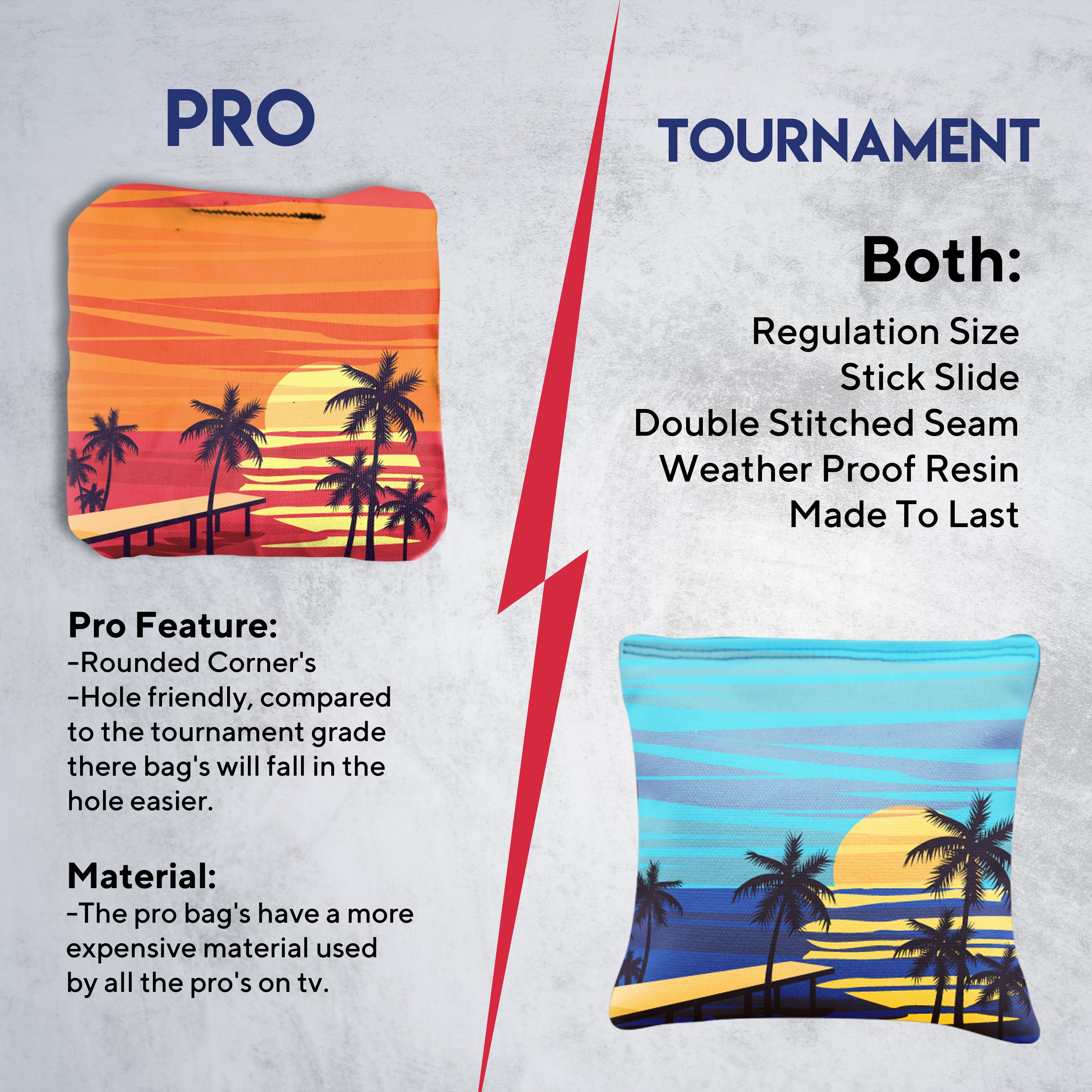 Blue Red Beach Cornhole Bags - Set of 8