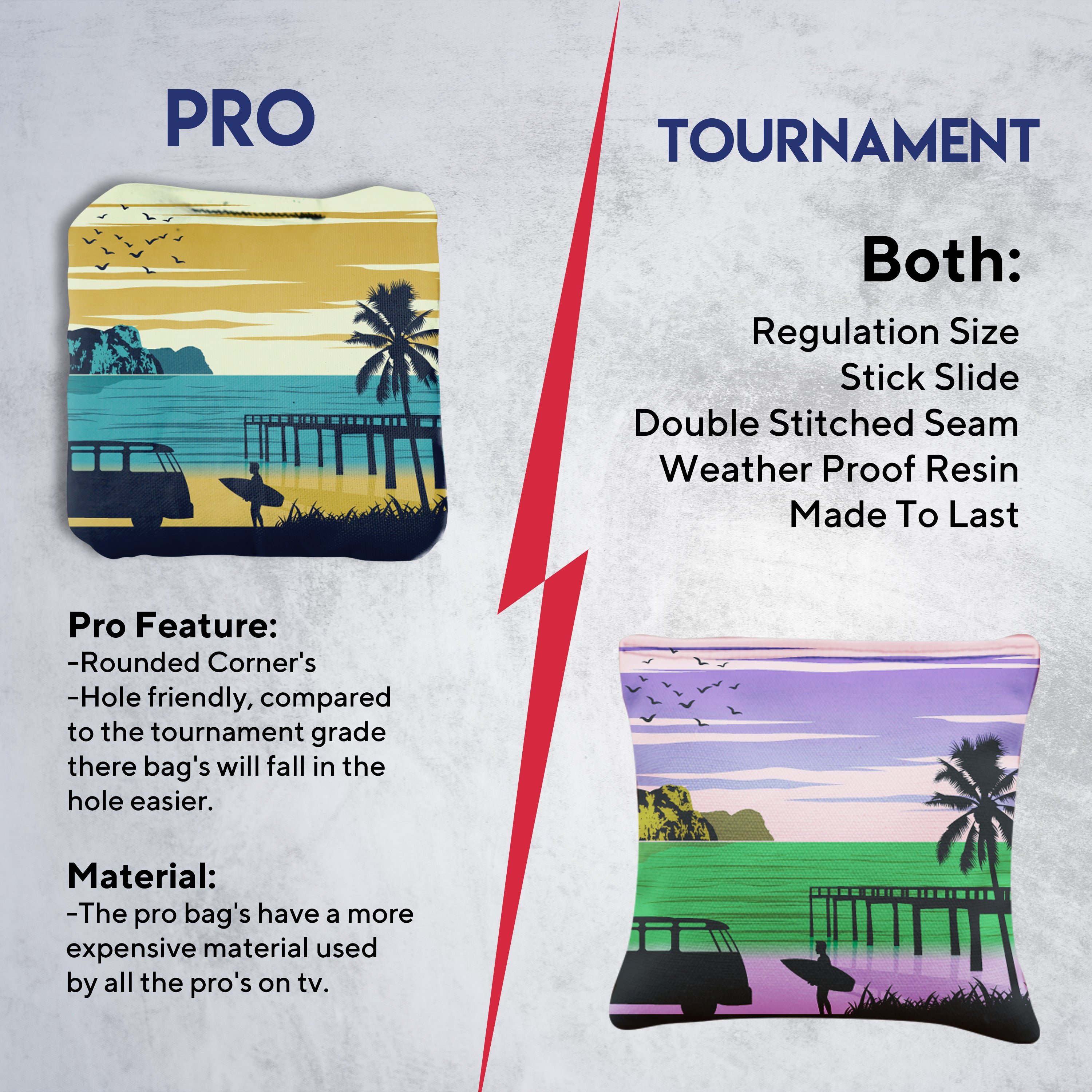 Green Blue Surfer Beach Cornhole Bags - Set of 8